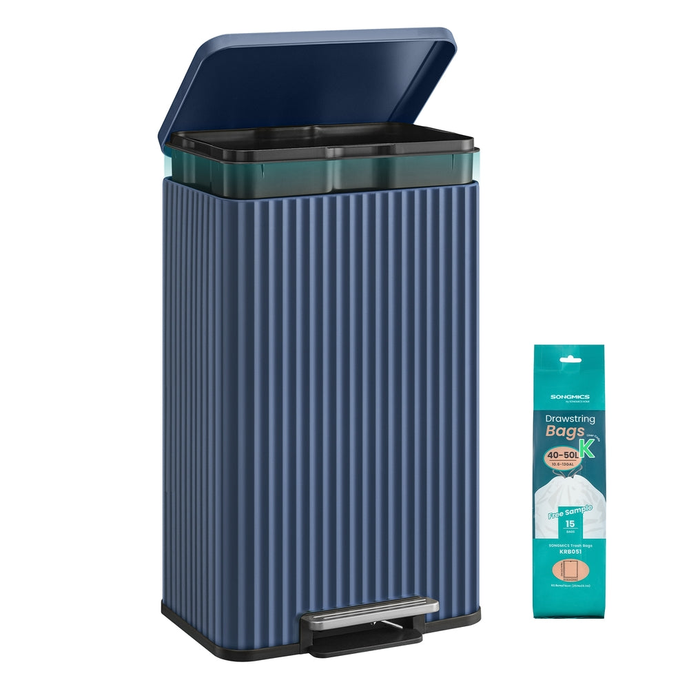 Songmics ULTB586WZ01 Pattumiera Acciaio 50 L Bianco Pedale
