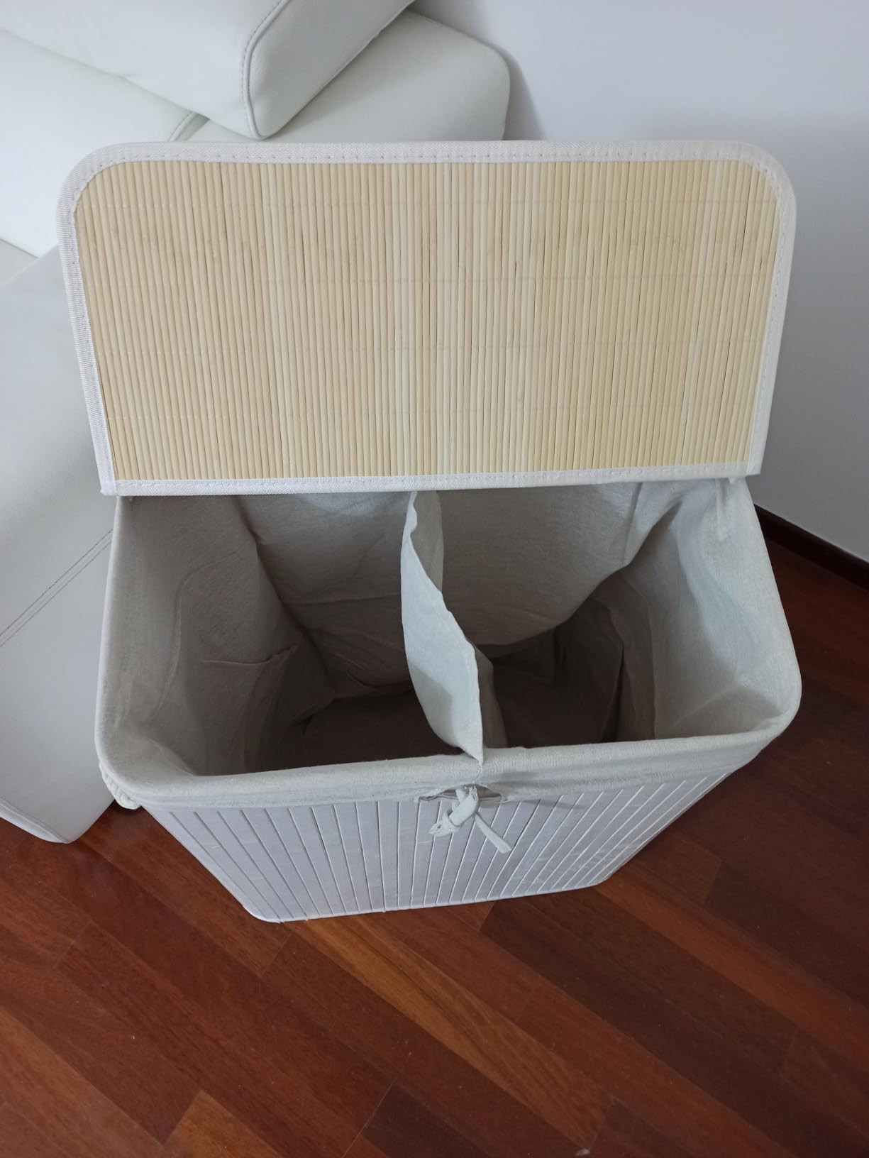 Songmics LCB64WT cesto portabiancheria bambù 100 L bianco