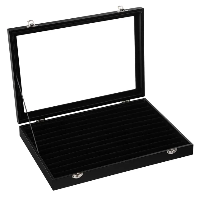 Songmics JDS301 Portagioie Nero 100 Anelli con Vetro