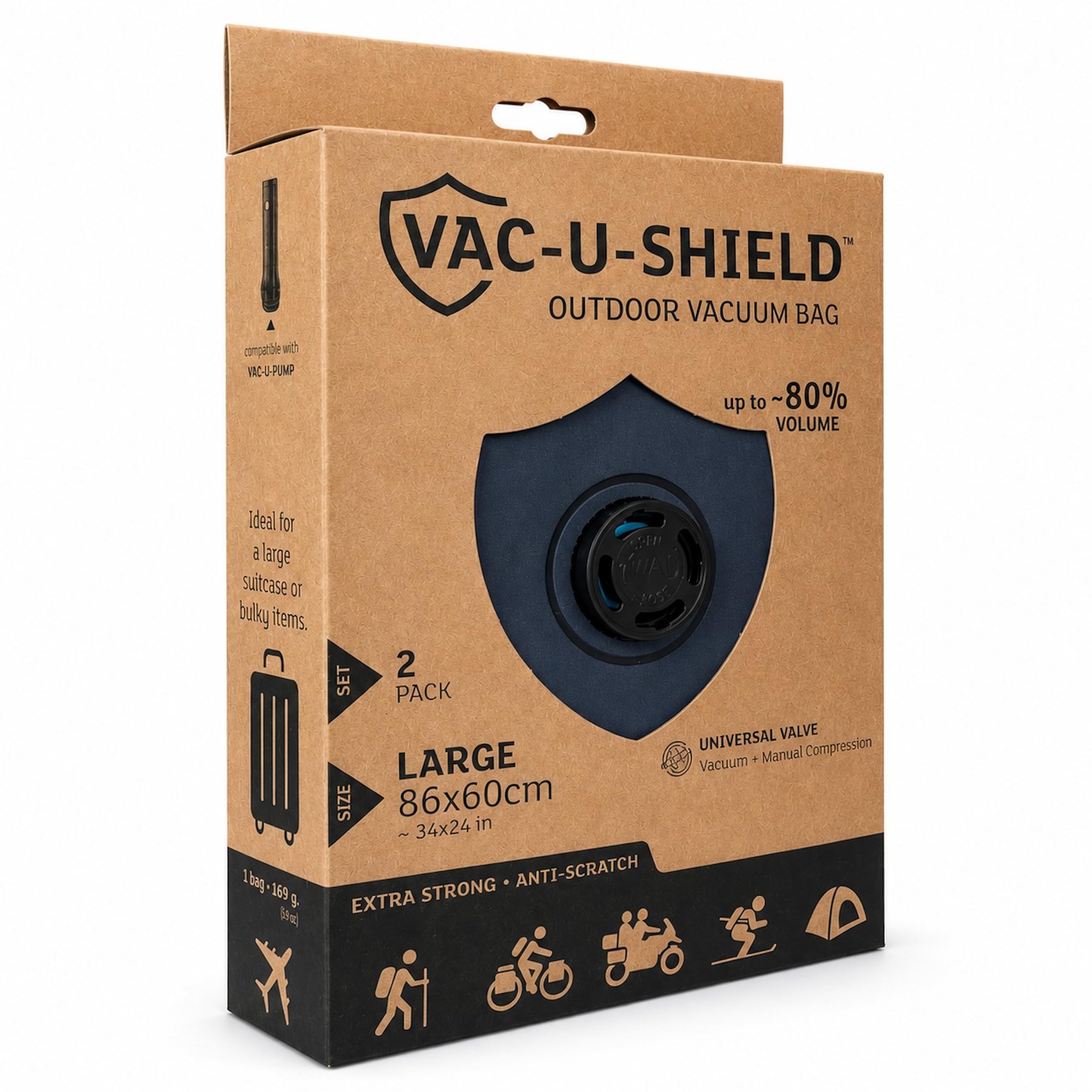 Lavatelli Vac-U-Shield Sacchetti Sottovuoto 2 Pezzi 86x60 Grigio