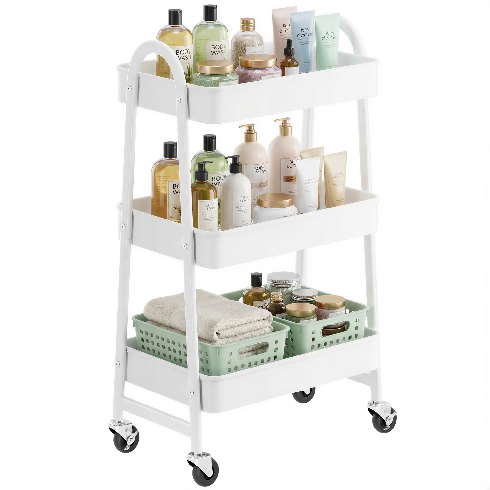 Songmics BSC068B01 Carrello Cucina Nero 3 Livelli con Ruote