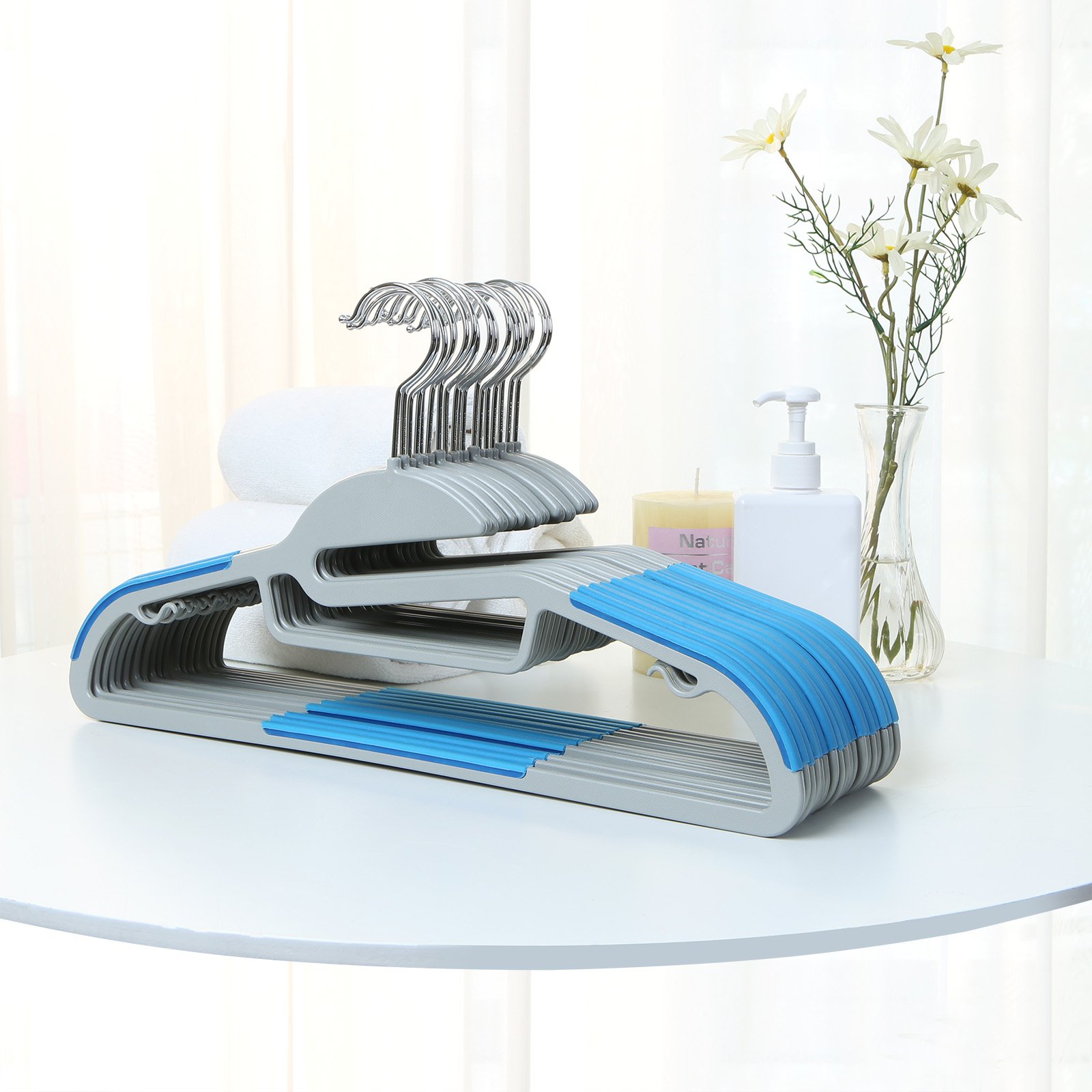 SONGMICS CRP41Q-50 grucce plastica 50 pezzi blu grigio collo stretto