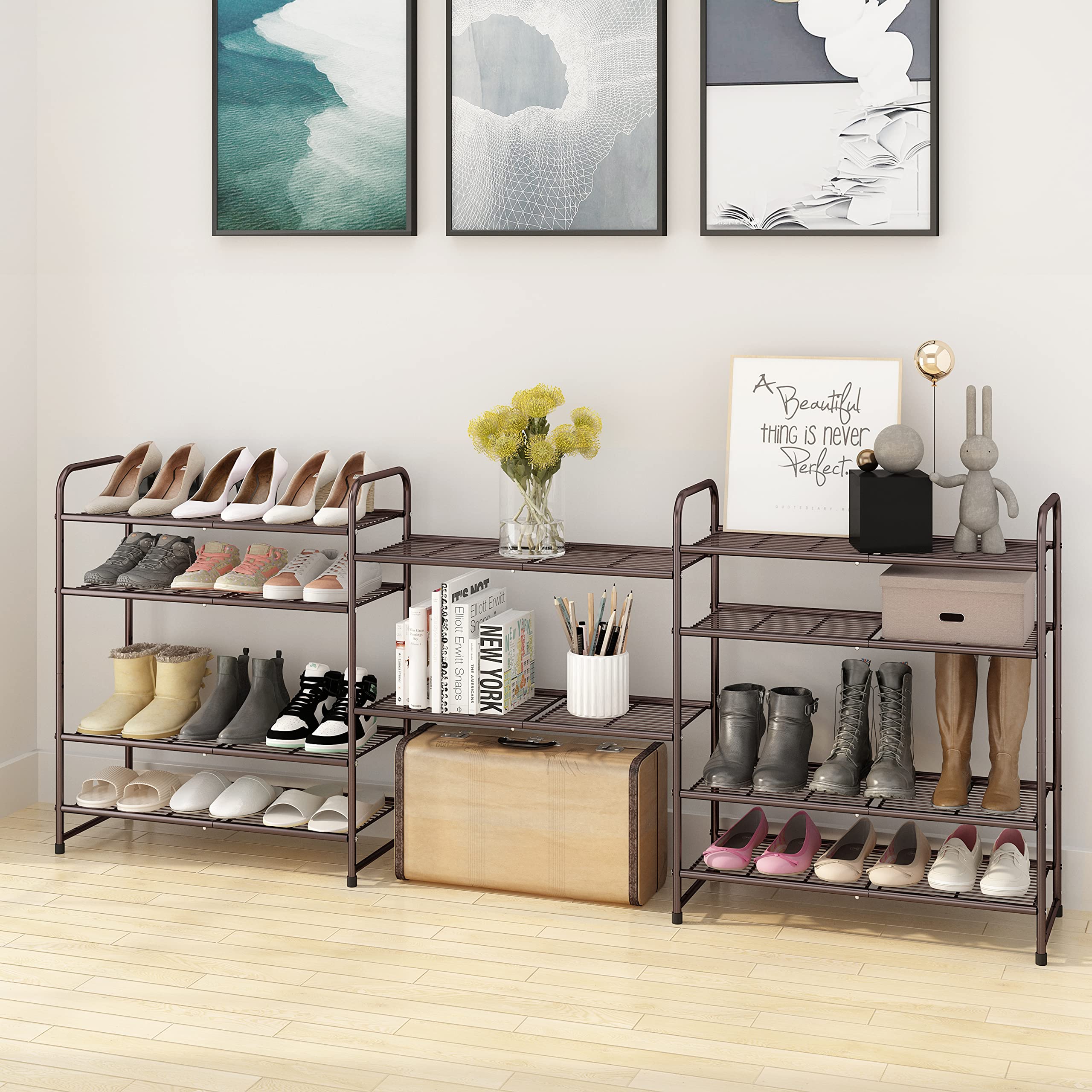 Simple Trending scarpiera 5 ripiani bronzo 15 paia metallo