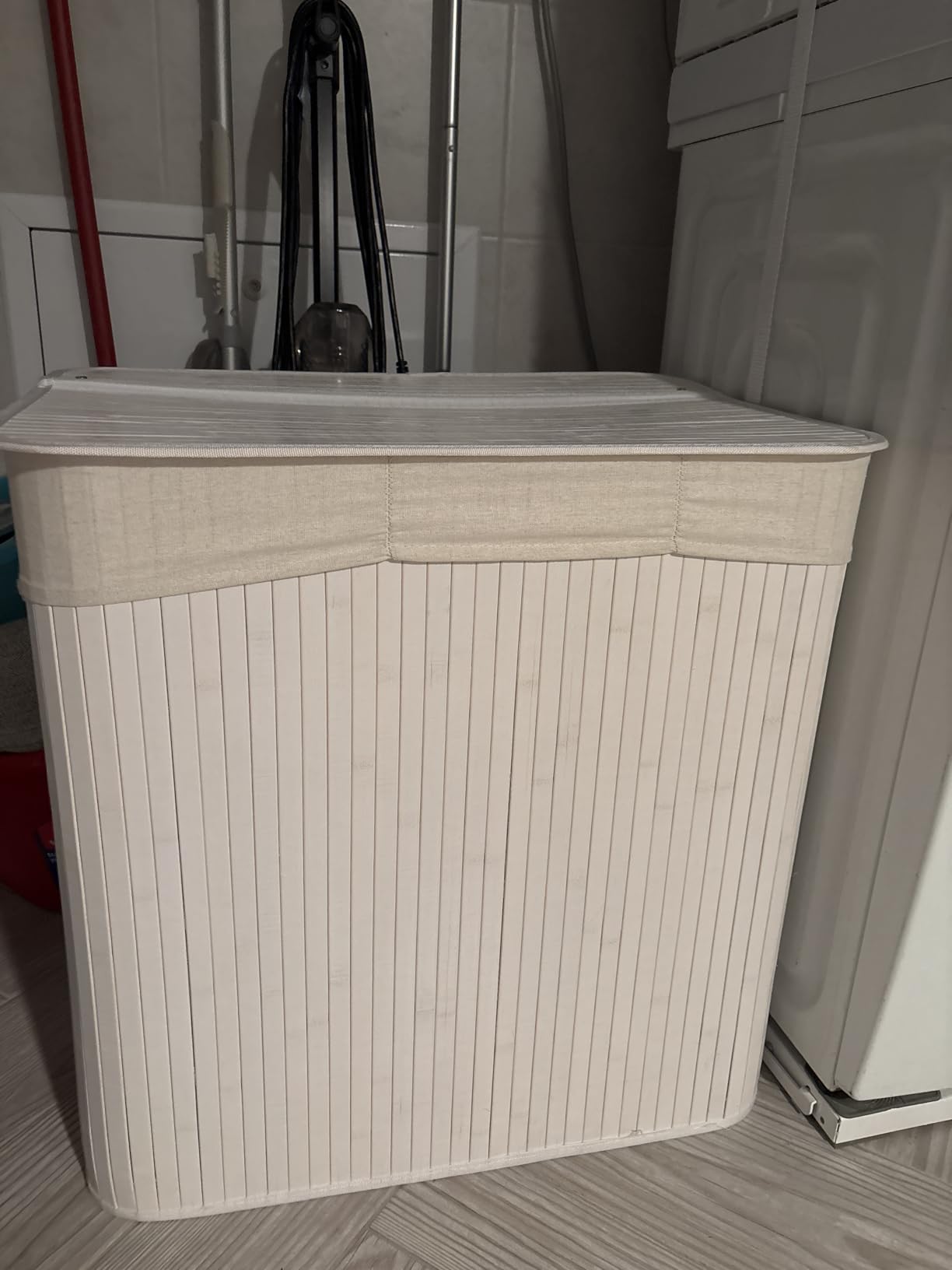 Songmics LCB091W01 cesto portabiancheria bambù bianco 150 L