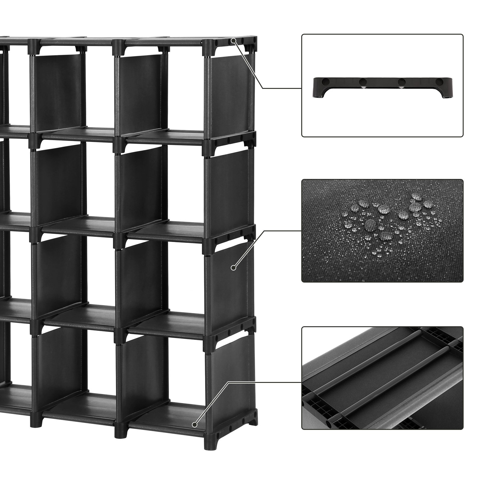 Songmics LSN56BKV1 scarpiera modulare 16 scomparti nera