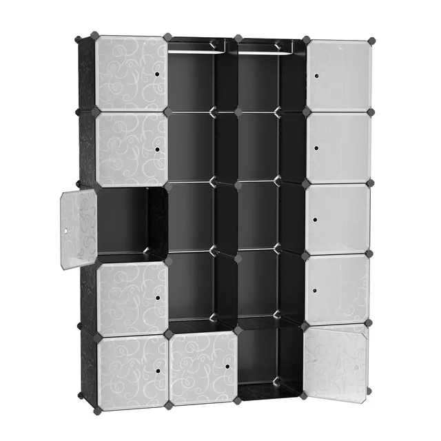 Songmics LPC30H Guardaroba Modulare 143x36 Nero Floreale Plastica