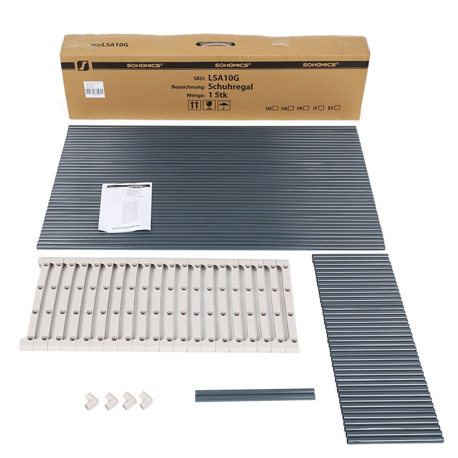 Songmics LSA10G Scarpiera 10 Ripiani Grigia 50 Paia Salvaspazio