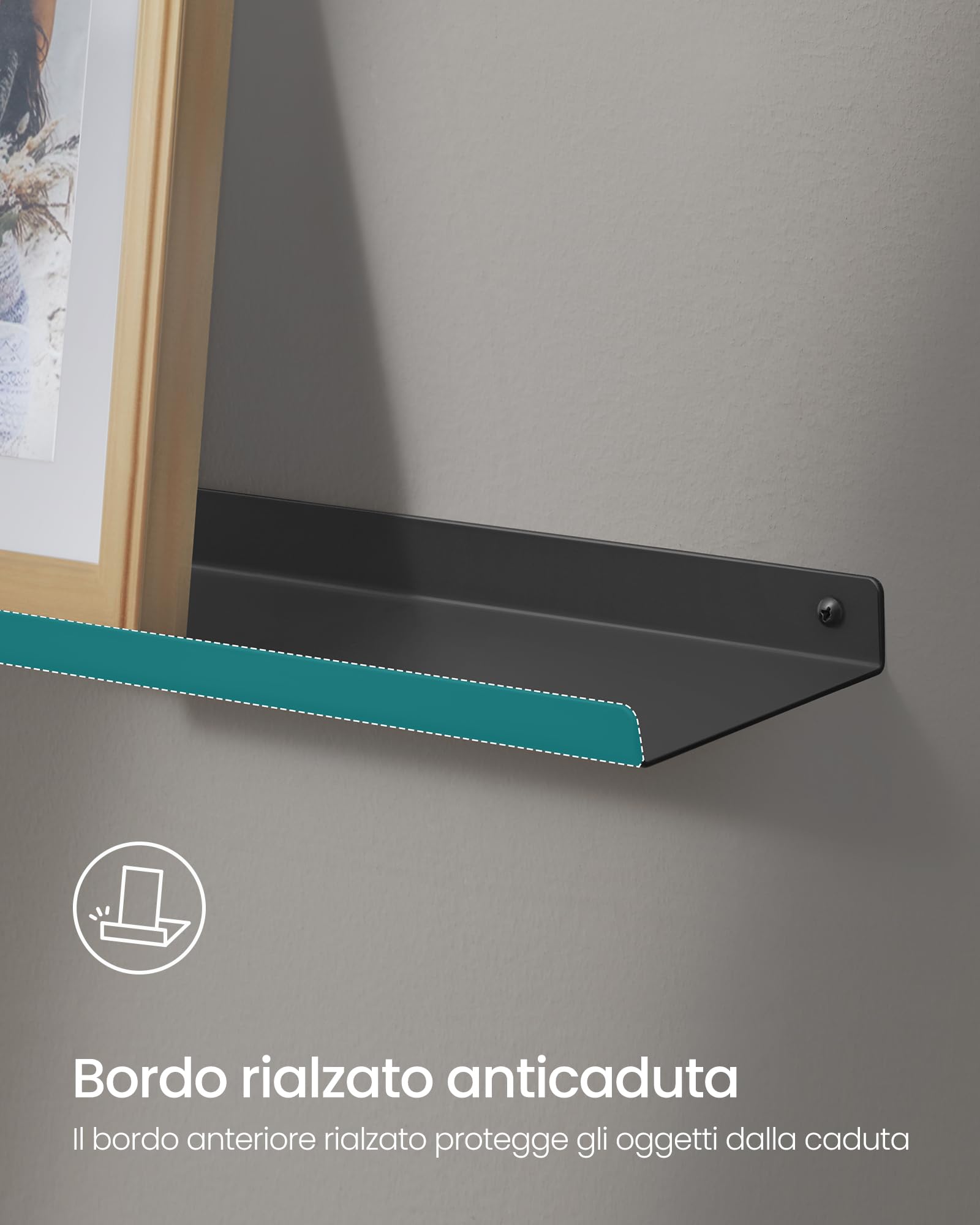 Songmics Custos LFS014BH01 mensole da muro set 2 nero inchiostro