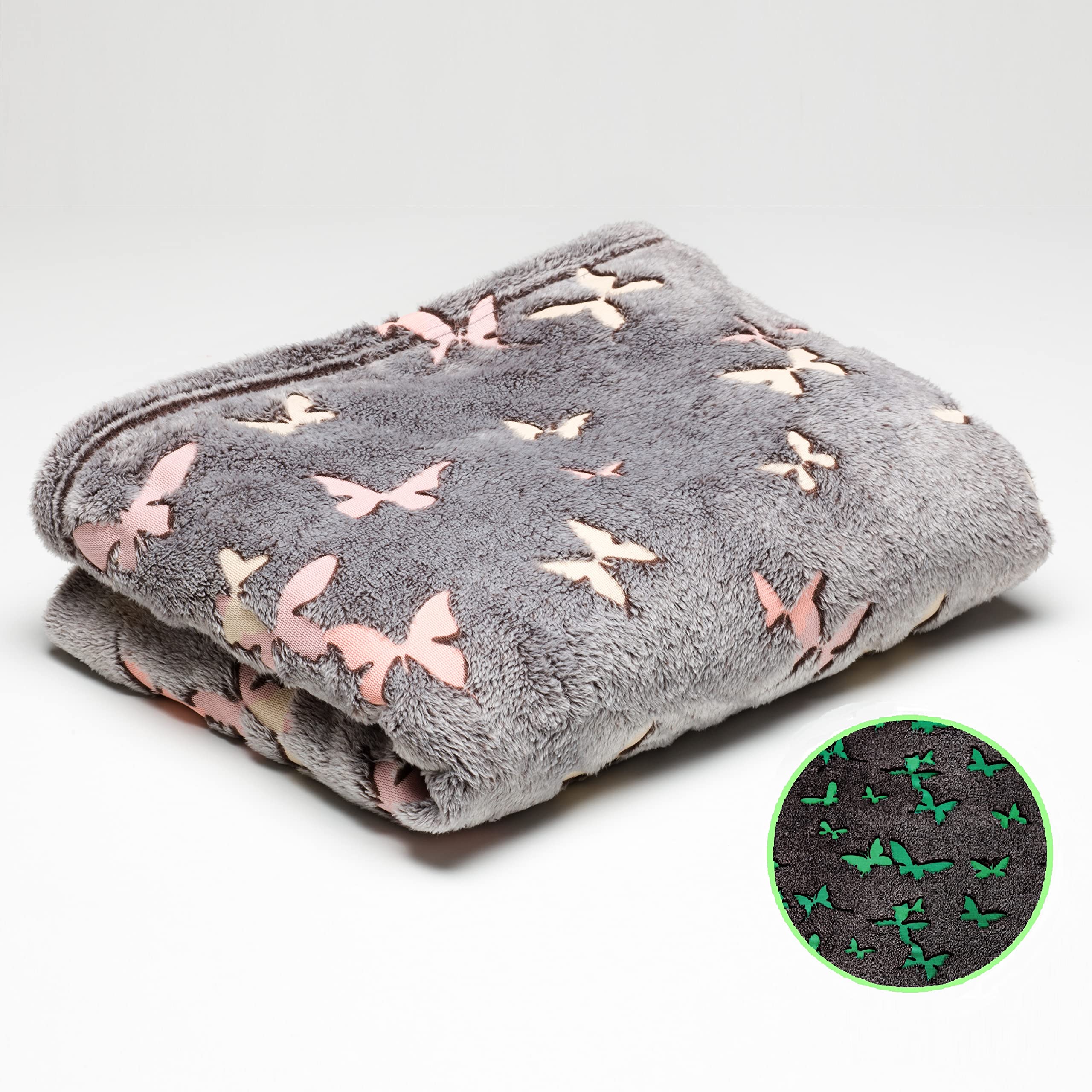 Lavatelli Kanguru Glow Coperta Pile 130x230 Farfalle Fluorescente