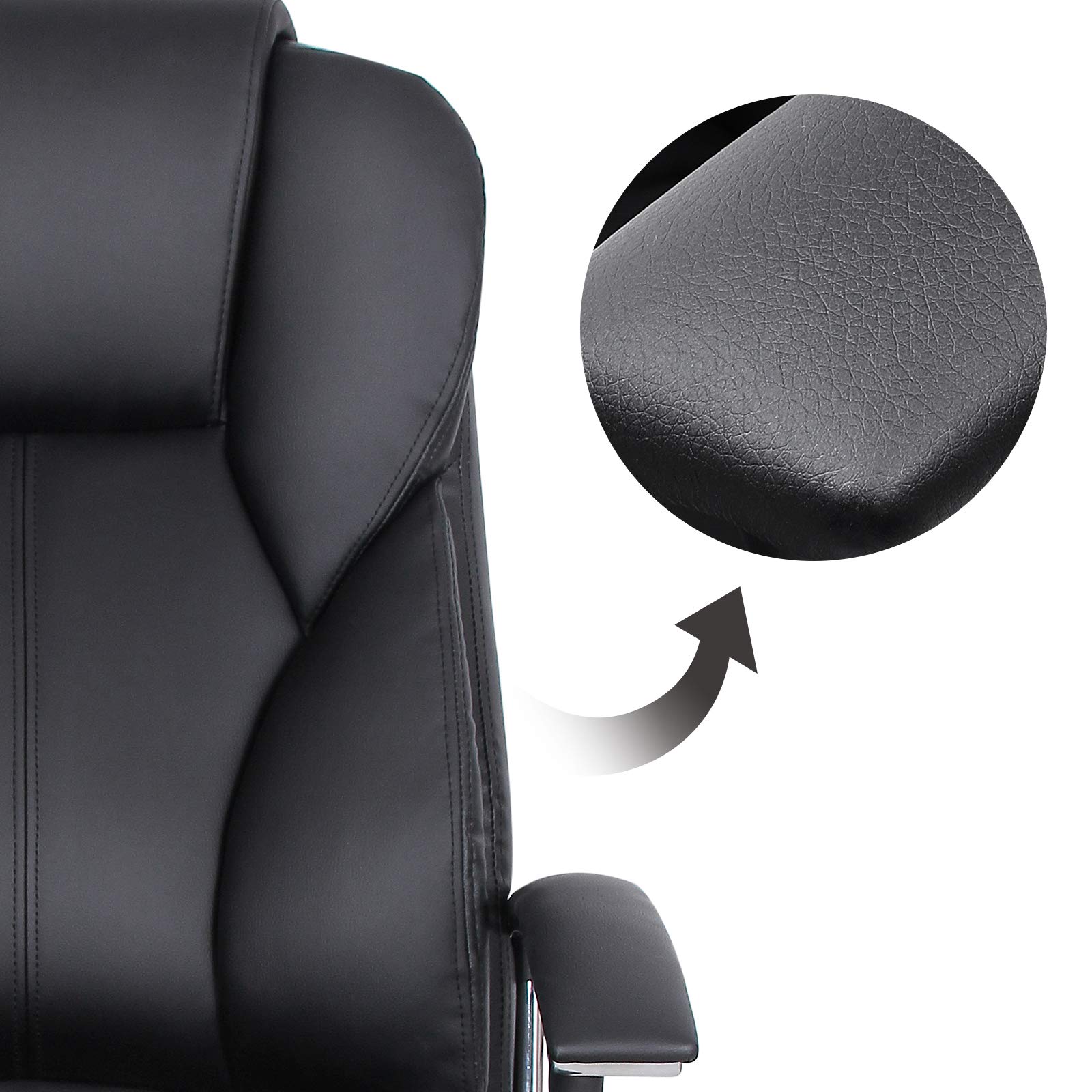 Songmics OBG57B Sedia Ufficio Ergonomica Nera Similpelle