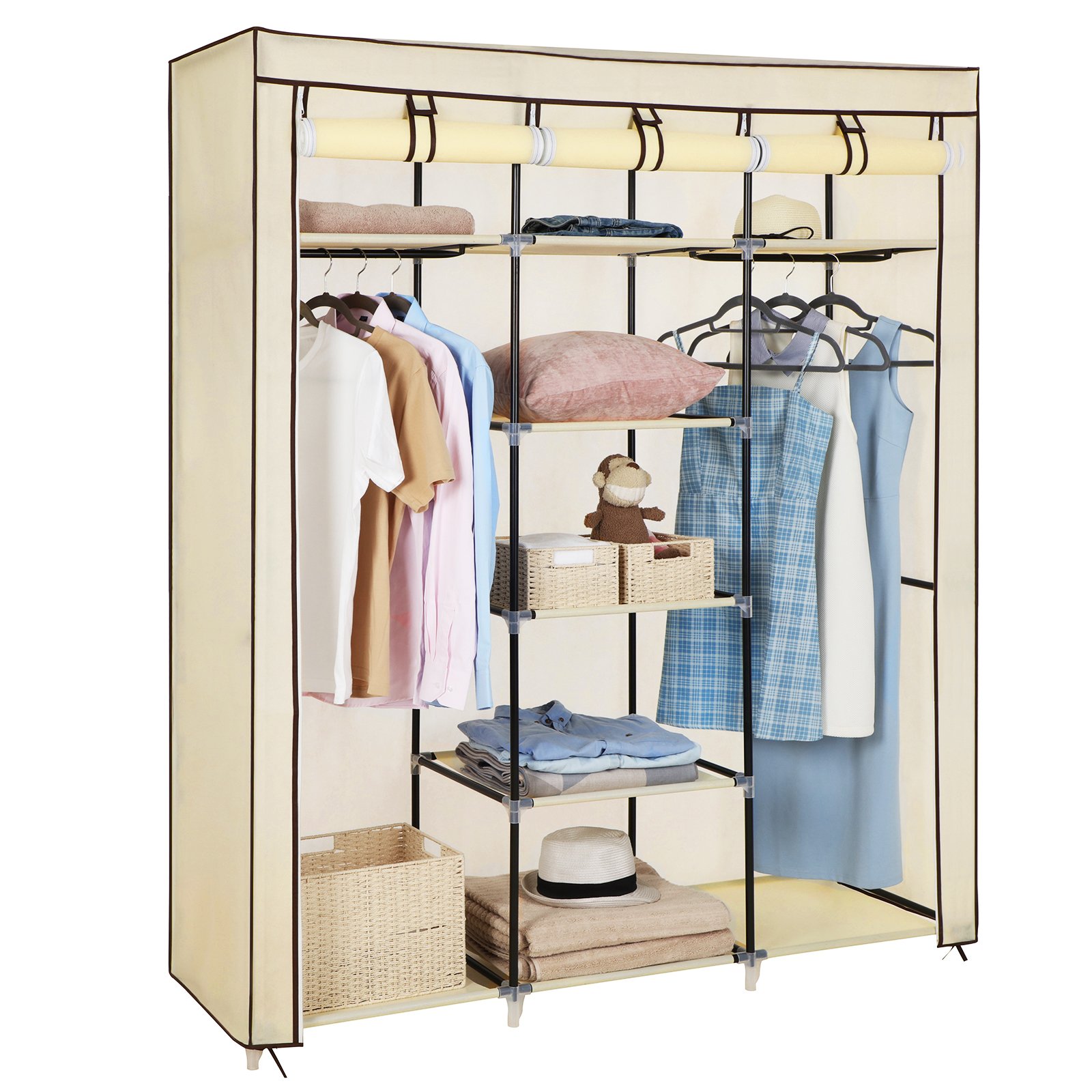 Songmics RYG12M Armadio Guardaroba Beige 150x45x175 Tessuto
