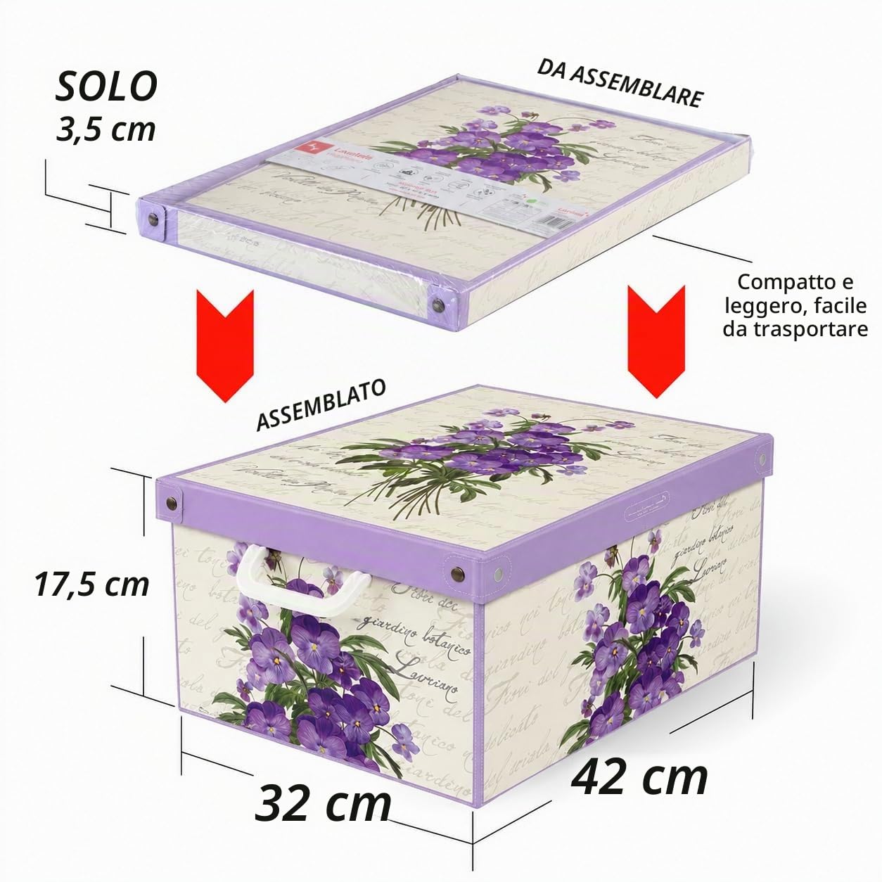 Lavatelli Violetta Set 2 Scatole Armadio 32x42x17,5 cm Profumate