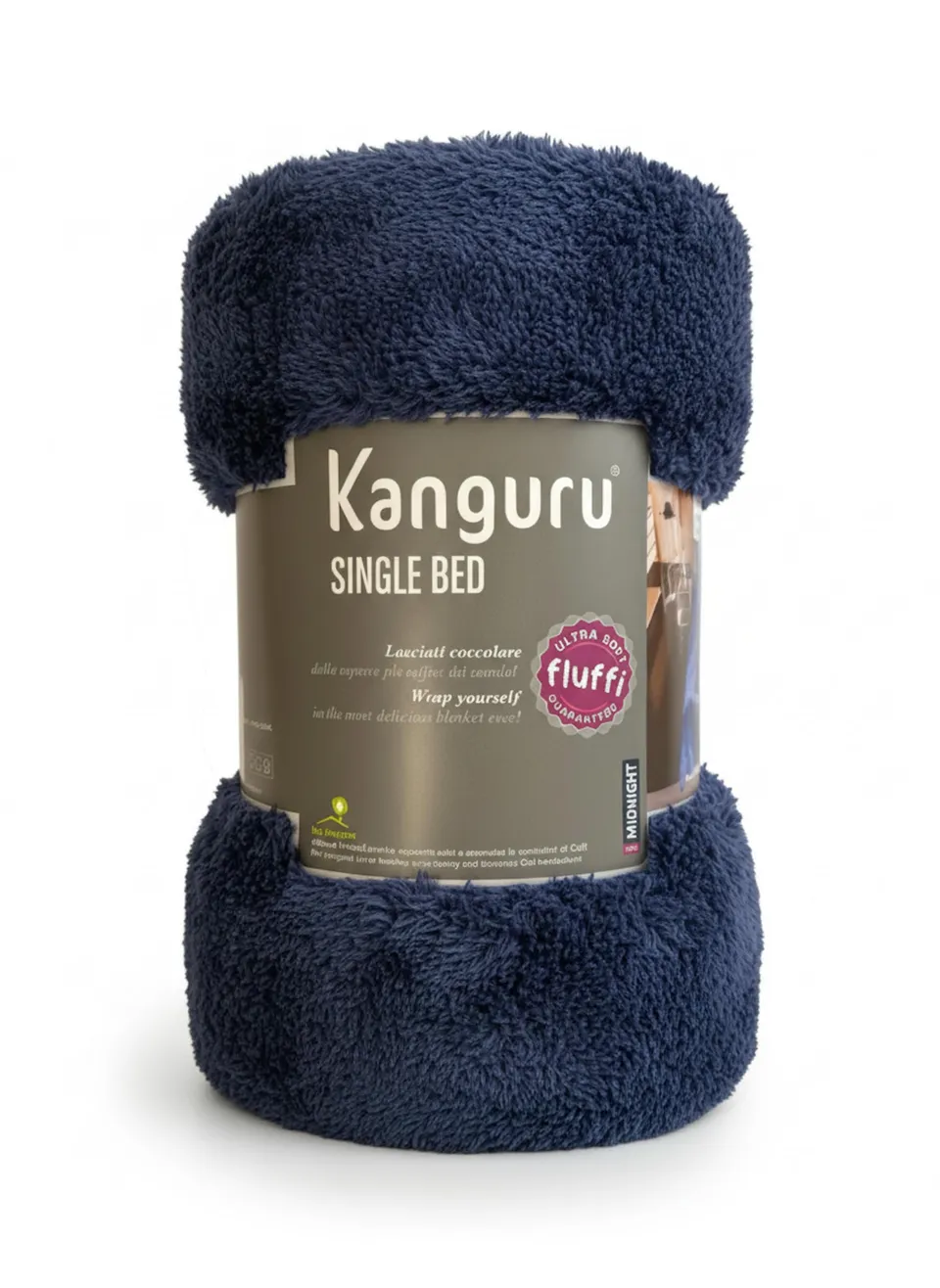 Kanguru Fluffi Plaid Singolo Blu 130x230 Pile Caldo