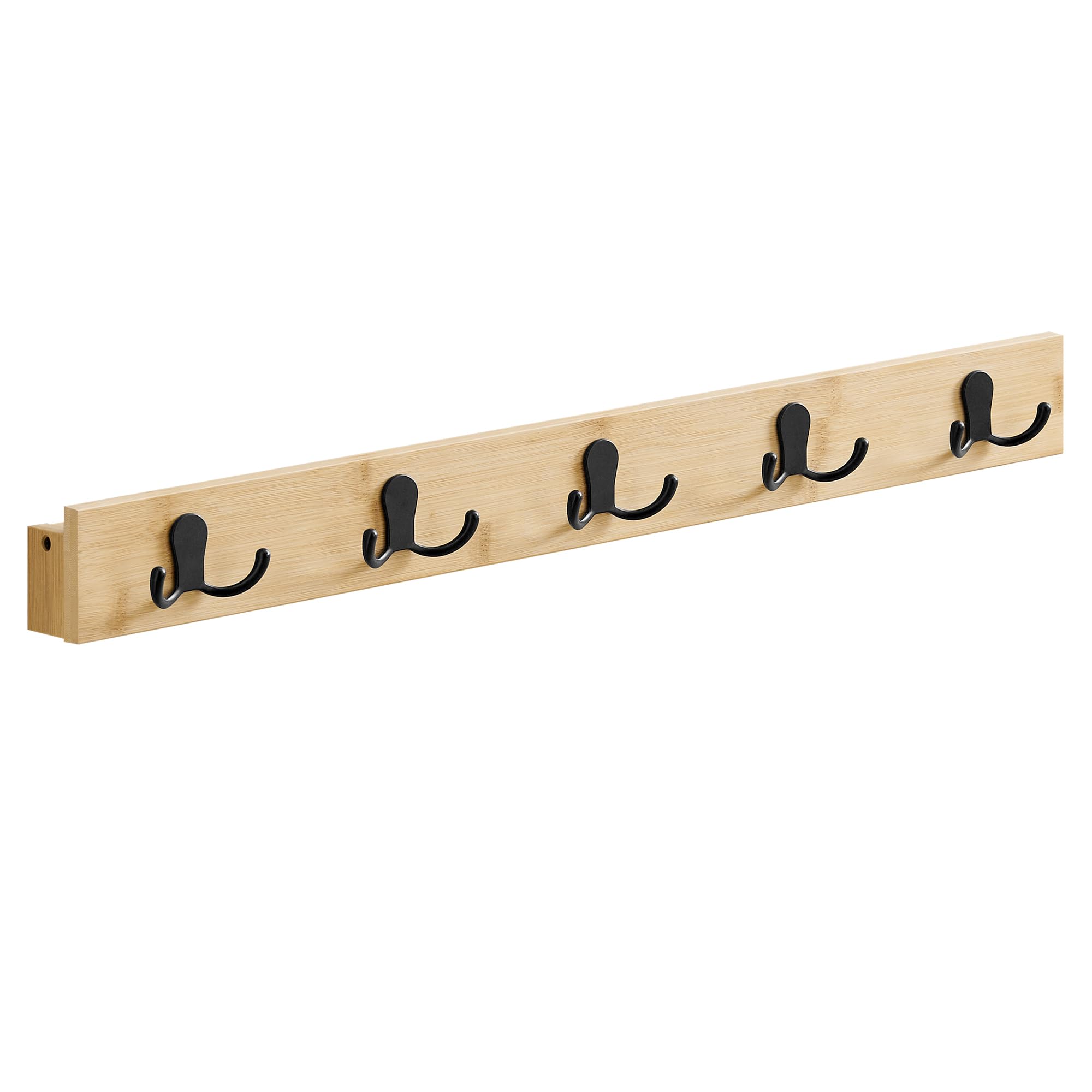 Songmics LCR005N01 appendiabiti da parete beige 5 ganci bambù