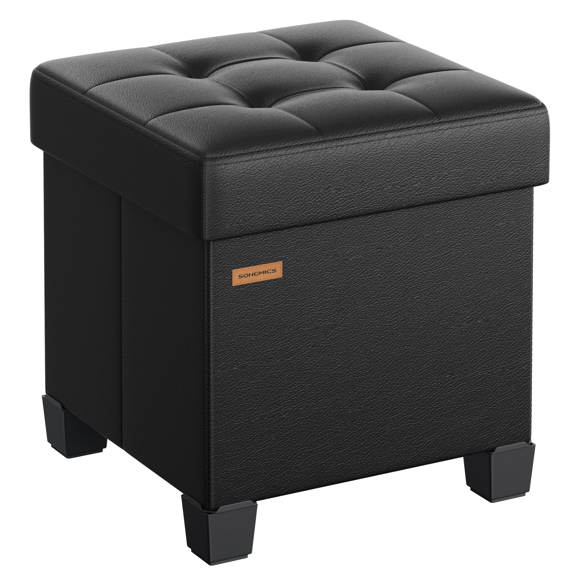 Songmics LSF0512B02 pouf contenitore nero 38x38x40 cm 37 L