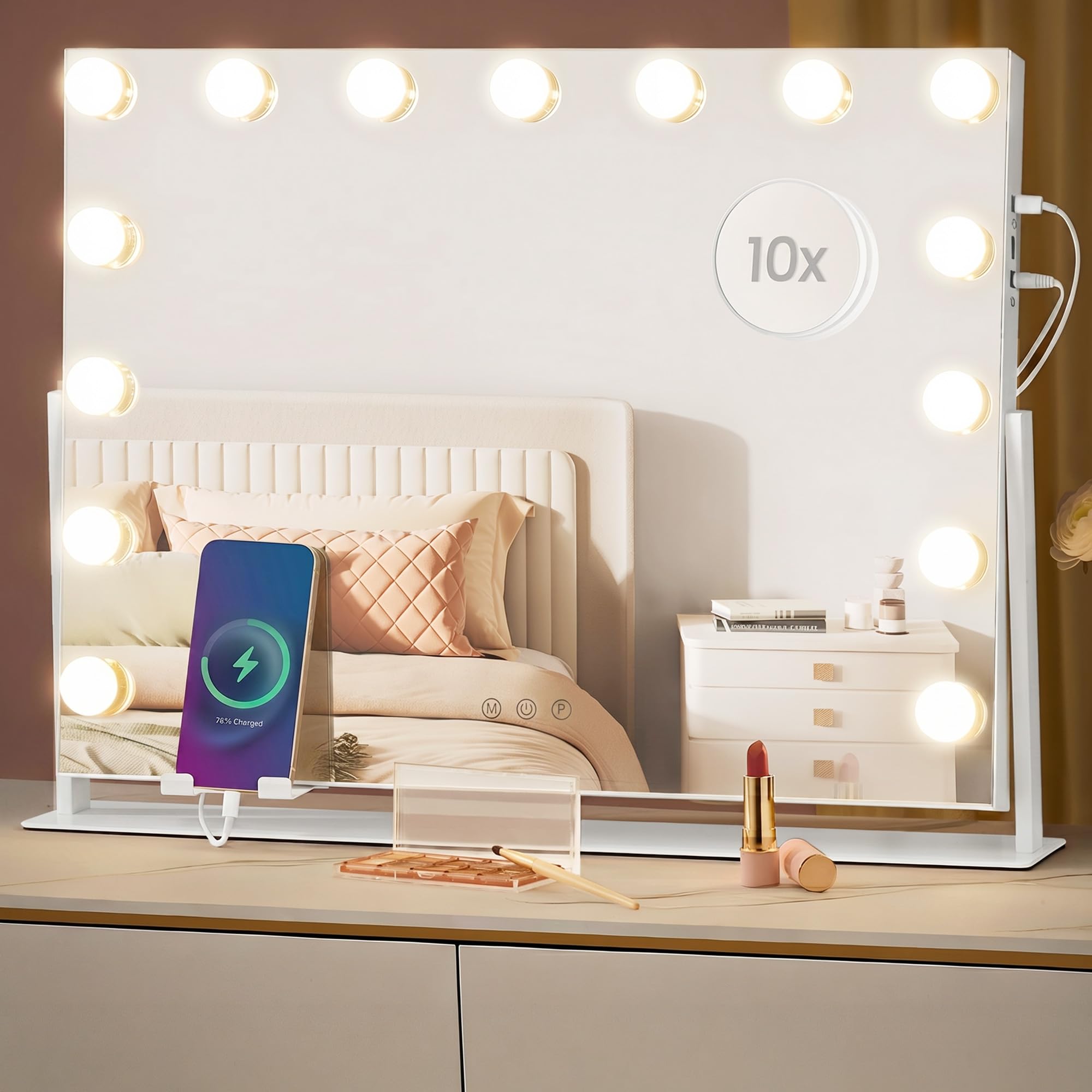 Songmics LWM001W02 specchio trucco con luci 43x58 cm bianco