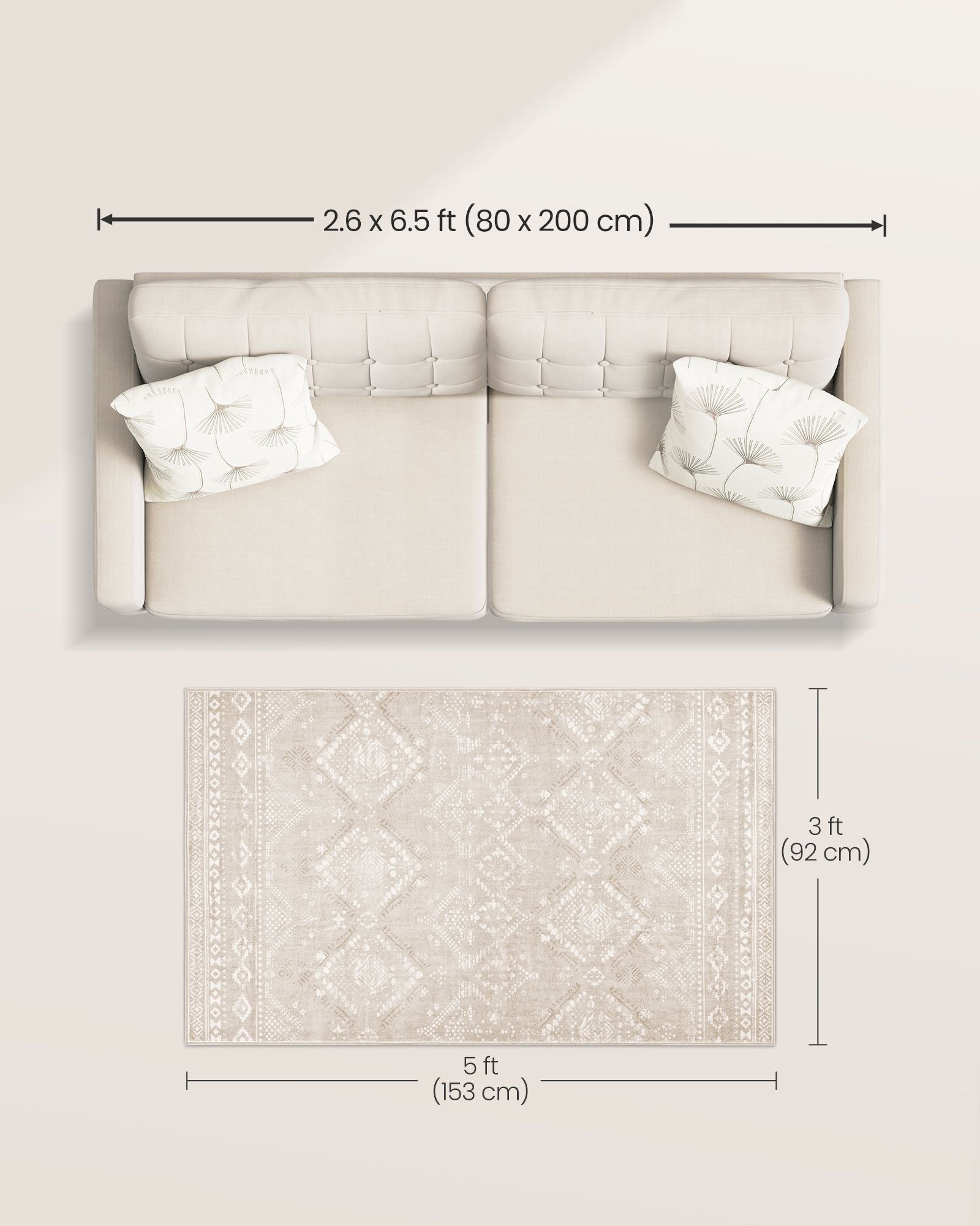Songmics UTAR021G01V1 Tappeto 90x150 Grigio Lavabile