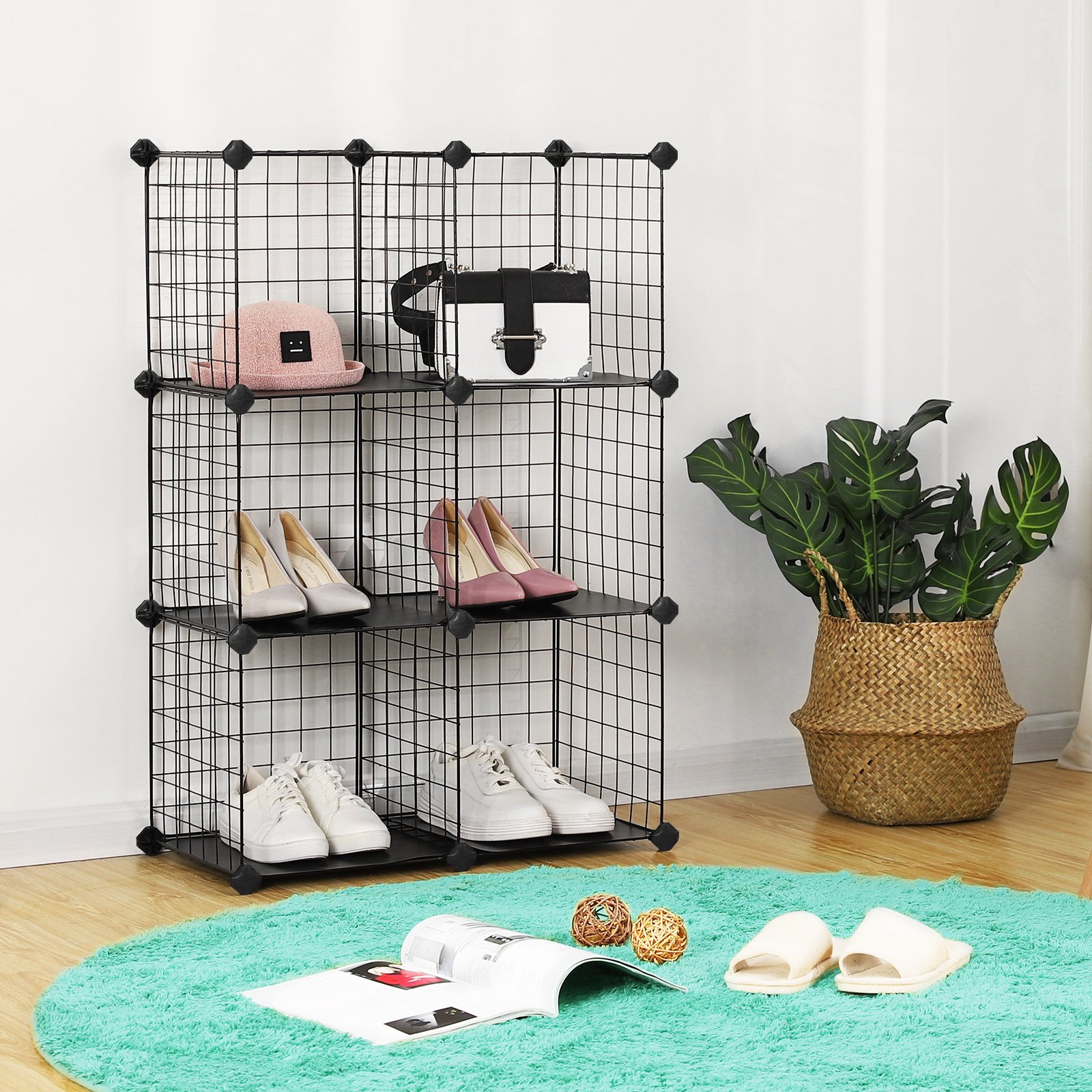 Songmics LPI111H Scaffale 6 Cubi Nero 31x63x93 cm