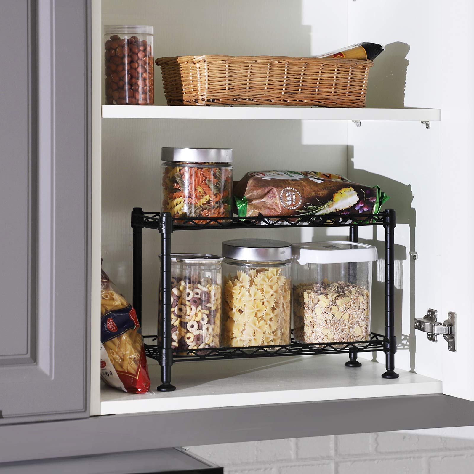Songmics LGR21BK scaffale spezie 2 ripiani nero 40x15 cm 40 kg