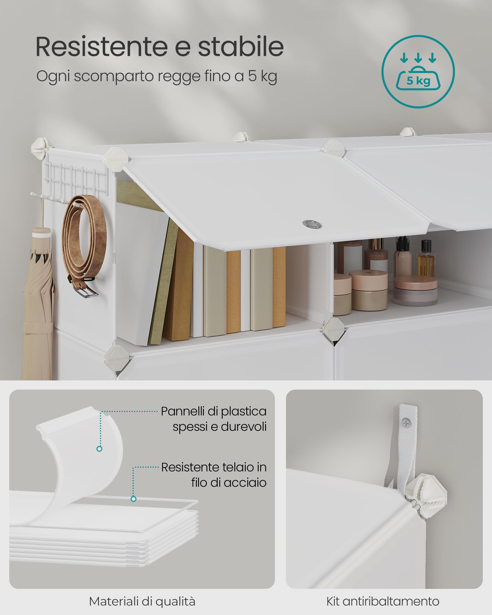Songmics LPC040W02 scarpiera 12 scomparti bianco nuvola