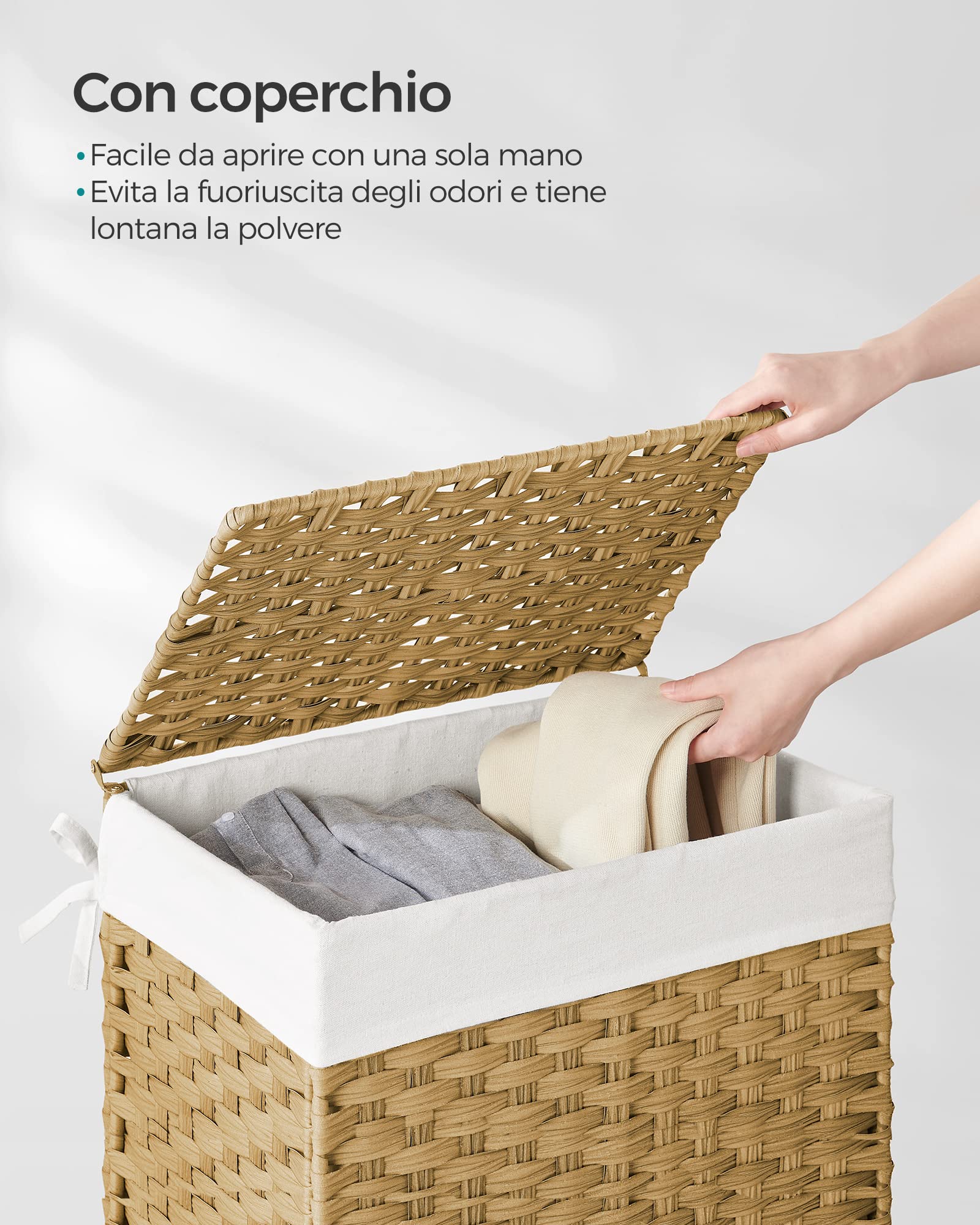 Songmics LCB51NL Cesto Portabiancheria 90L Naturale