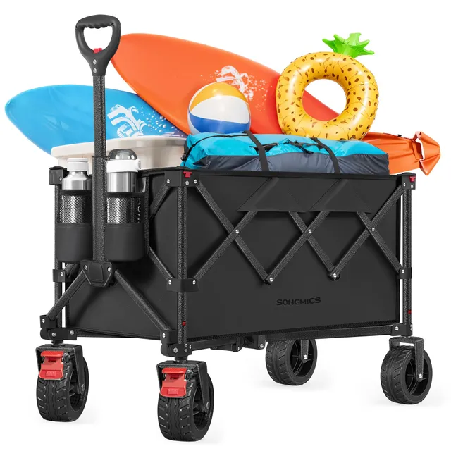 Songmics GFW115B01 carrello spiaggia pieghevole nero 150L 150 kg