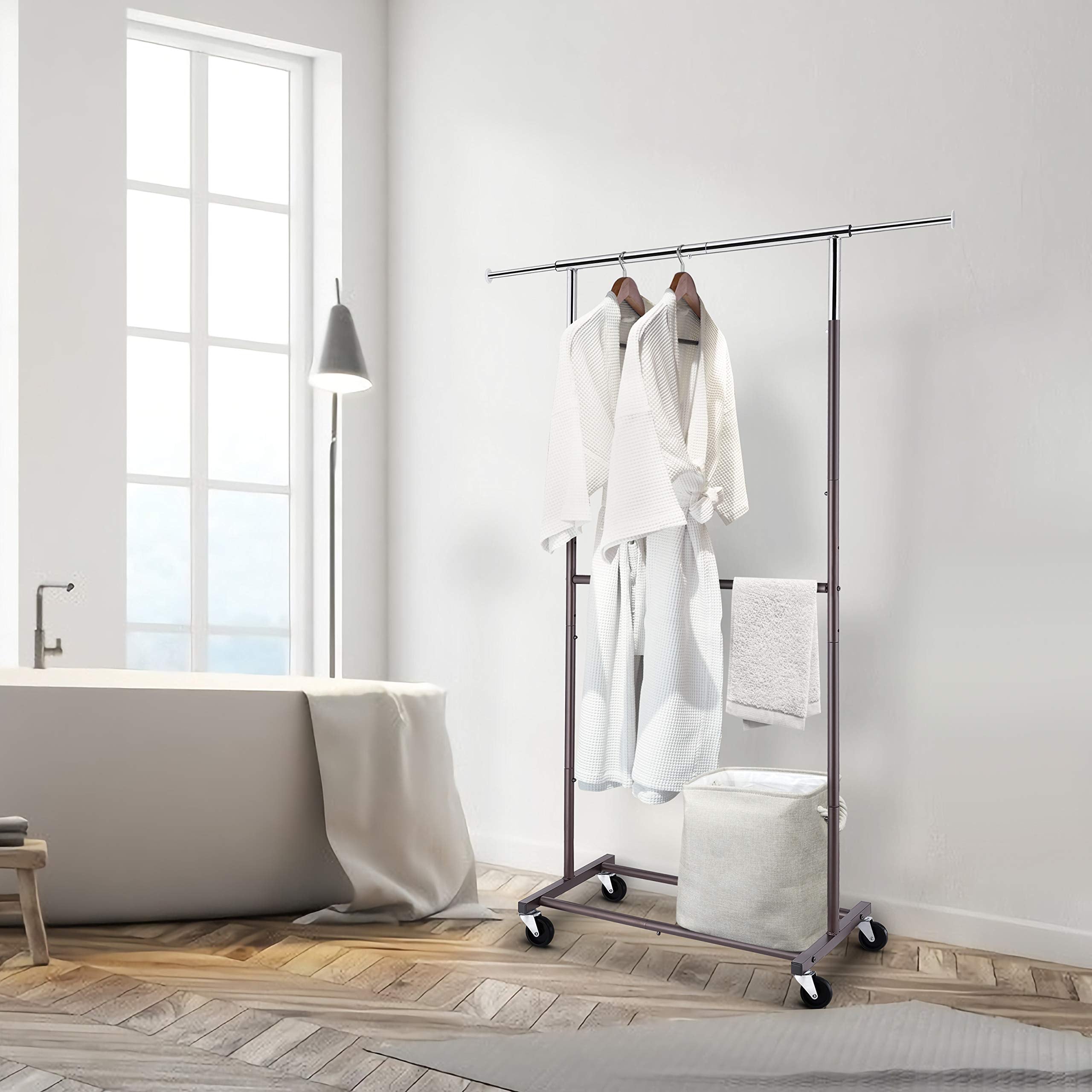 Simple Trending Stender Doppio 78-121 cm Bronzo con Ruote Metallo