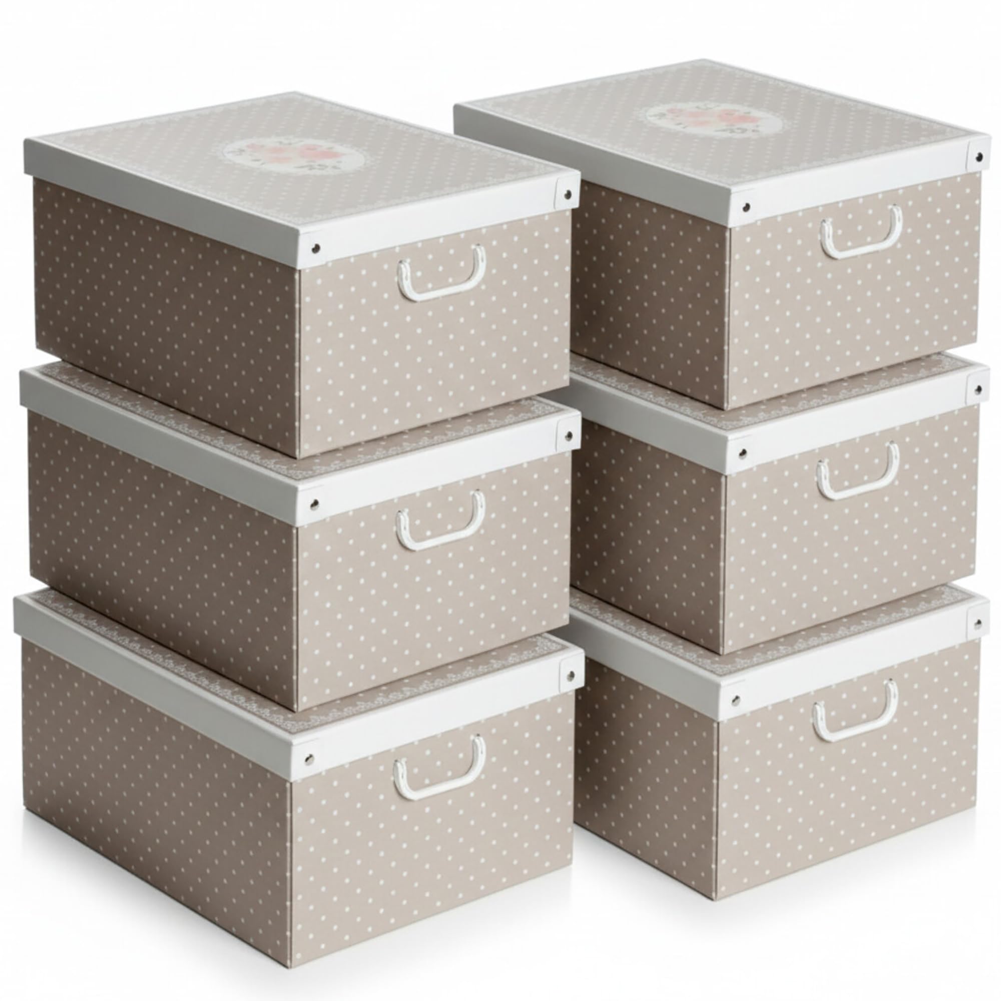 Lavatelli Set 6 Scatole Armadio 39x50x24 Pois con Coperchio