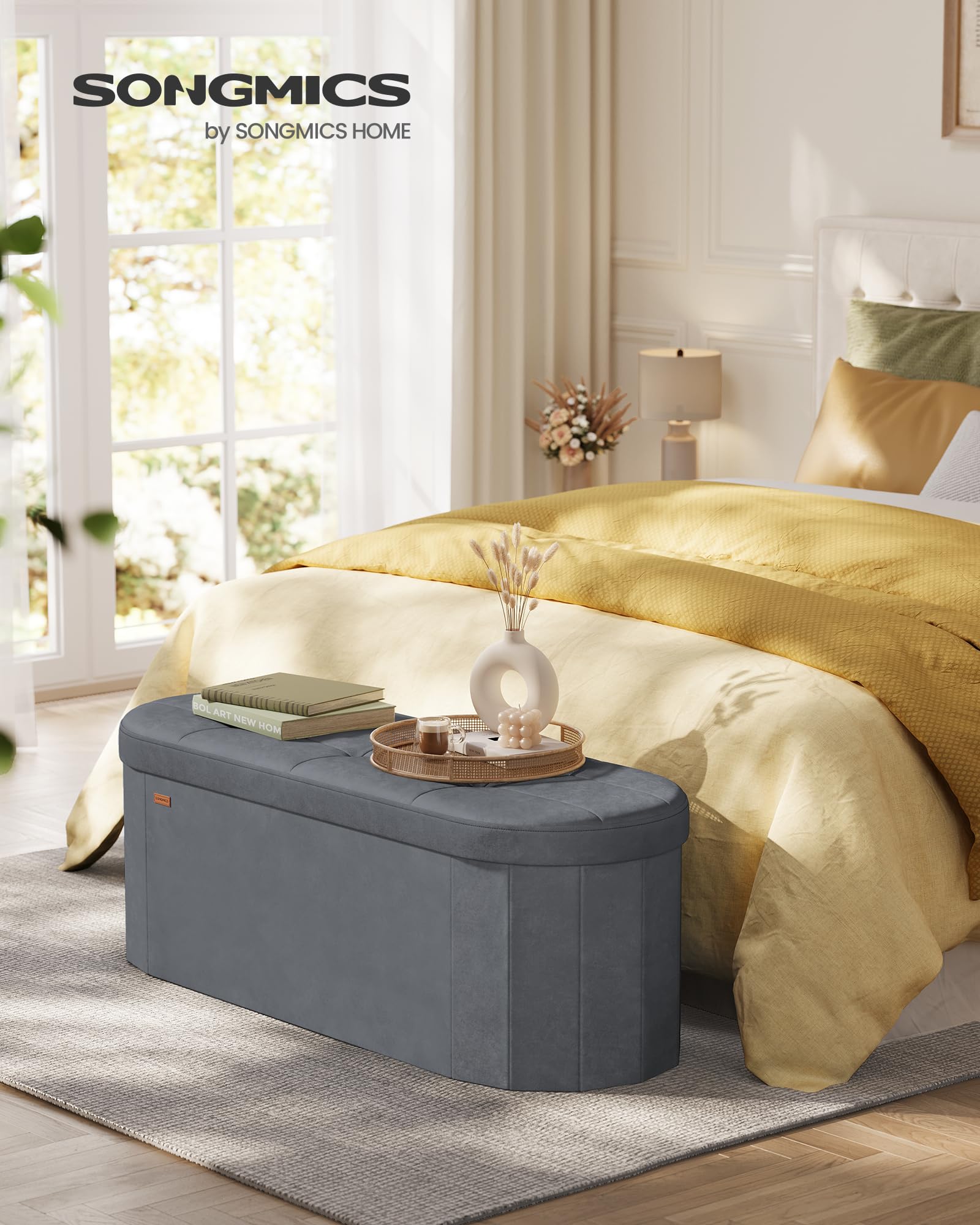 SONGMICS LSF297GN01 Pouf Contenitore Grigio Ardesia 110 L