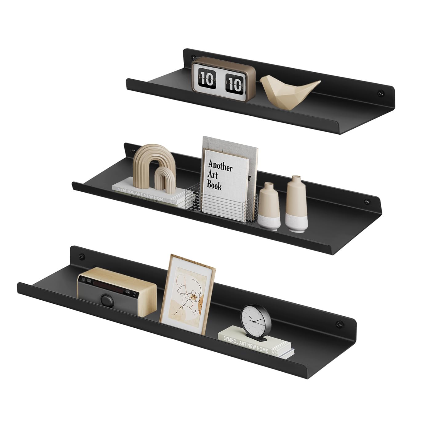 Songmics Custos LFS014BH01 mensole da muro set 2 nero inchiostro