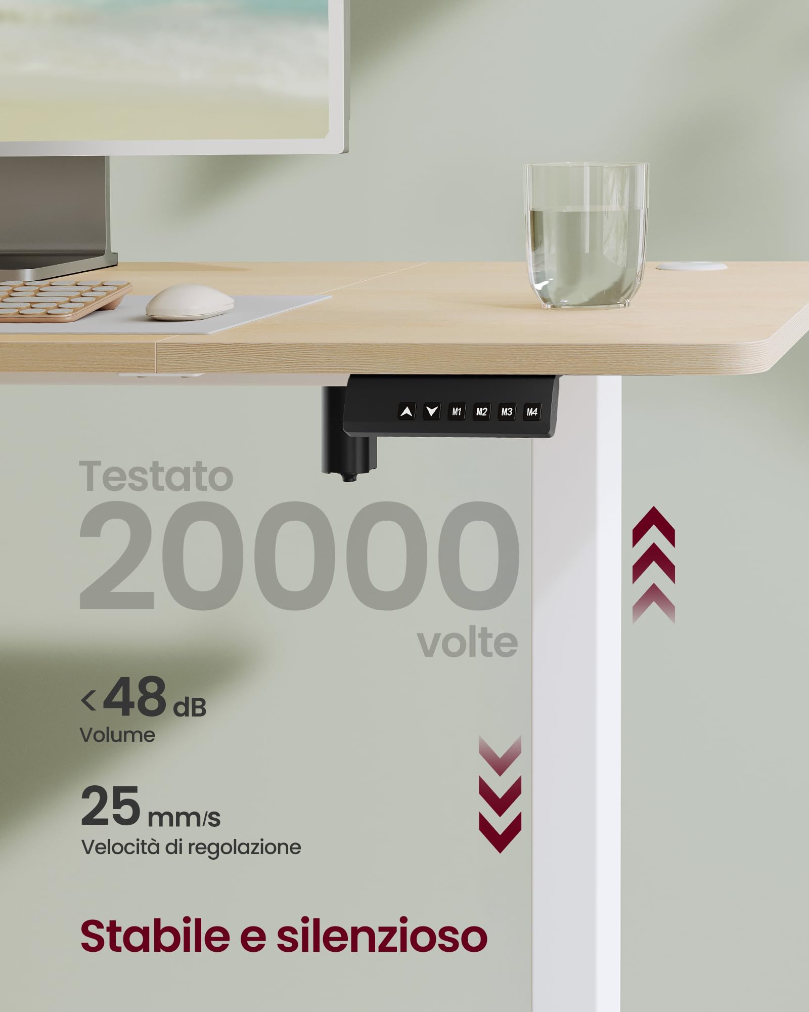 Songmics LSD136Y01 Scrivania Elettrica 160x70 Rovere Dorato