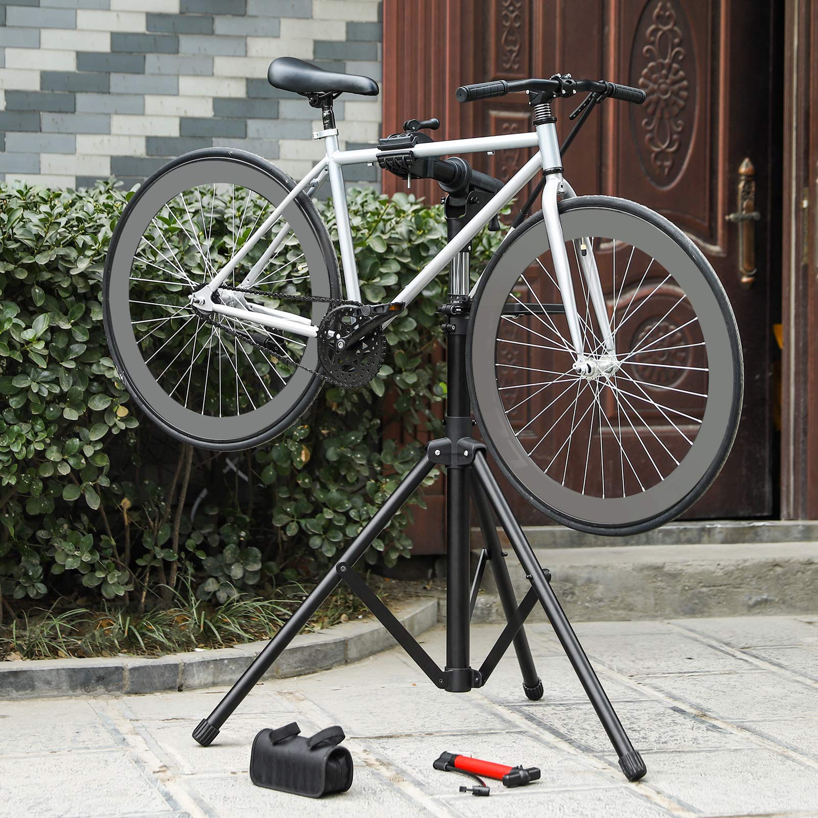 Songmics cavalletto bici riparazione regolabile con vassoio