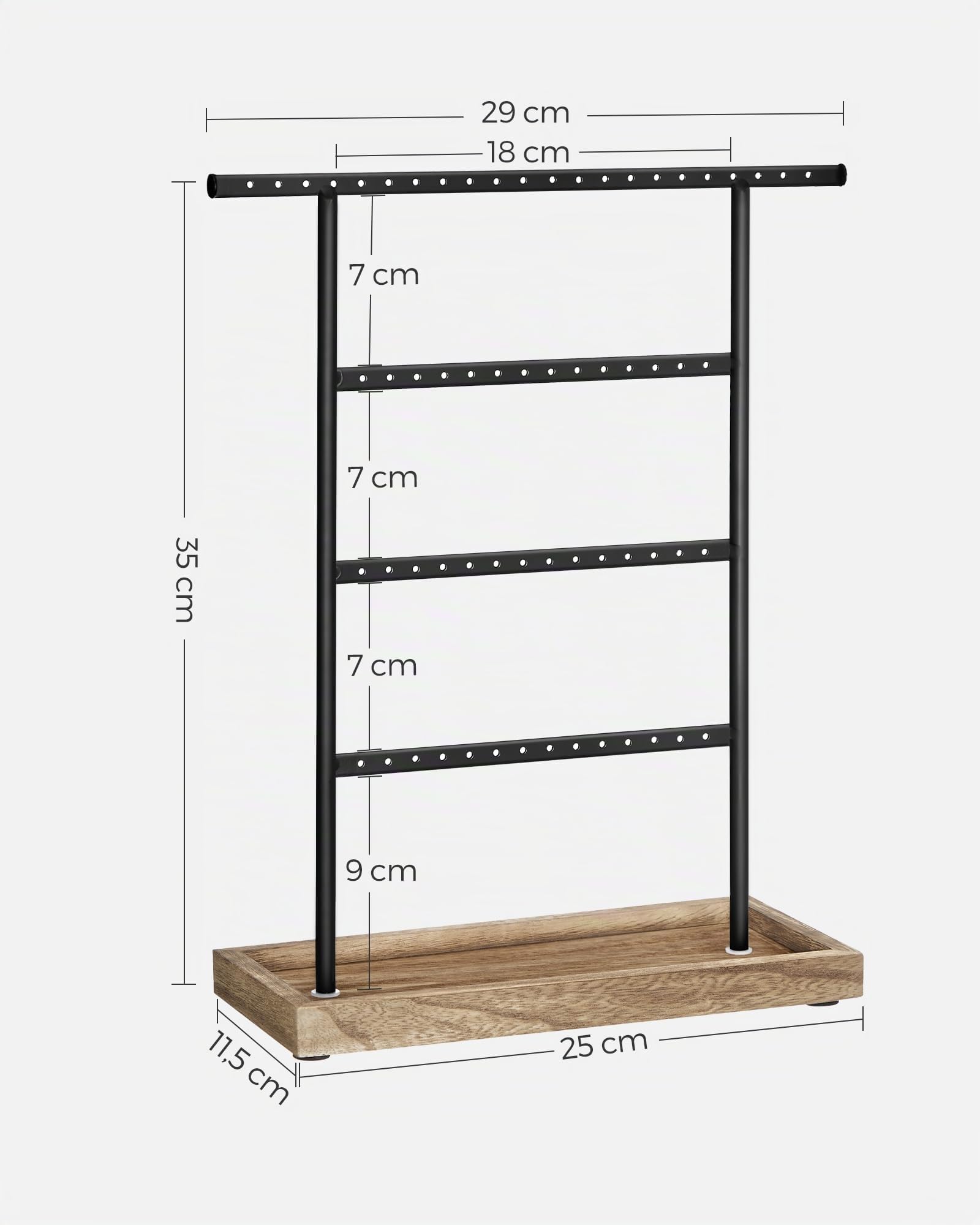 Songmics JJS019B01 porta orecchini legno nero 32 paia