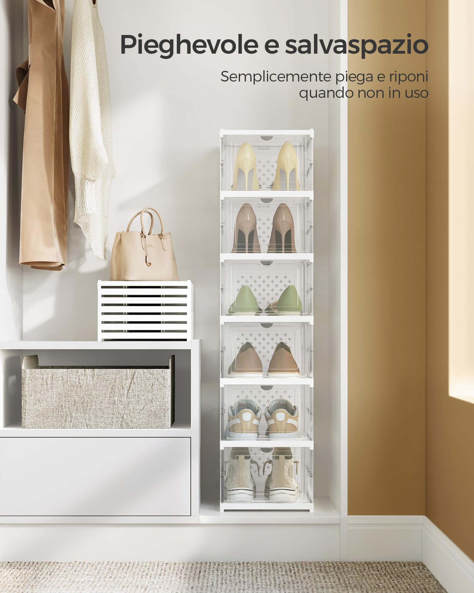 Songmics LSP205W01 scatole scarpe set 6 trasparente fino 46
