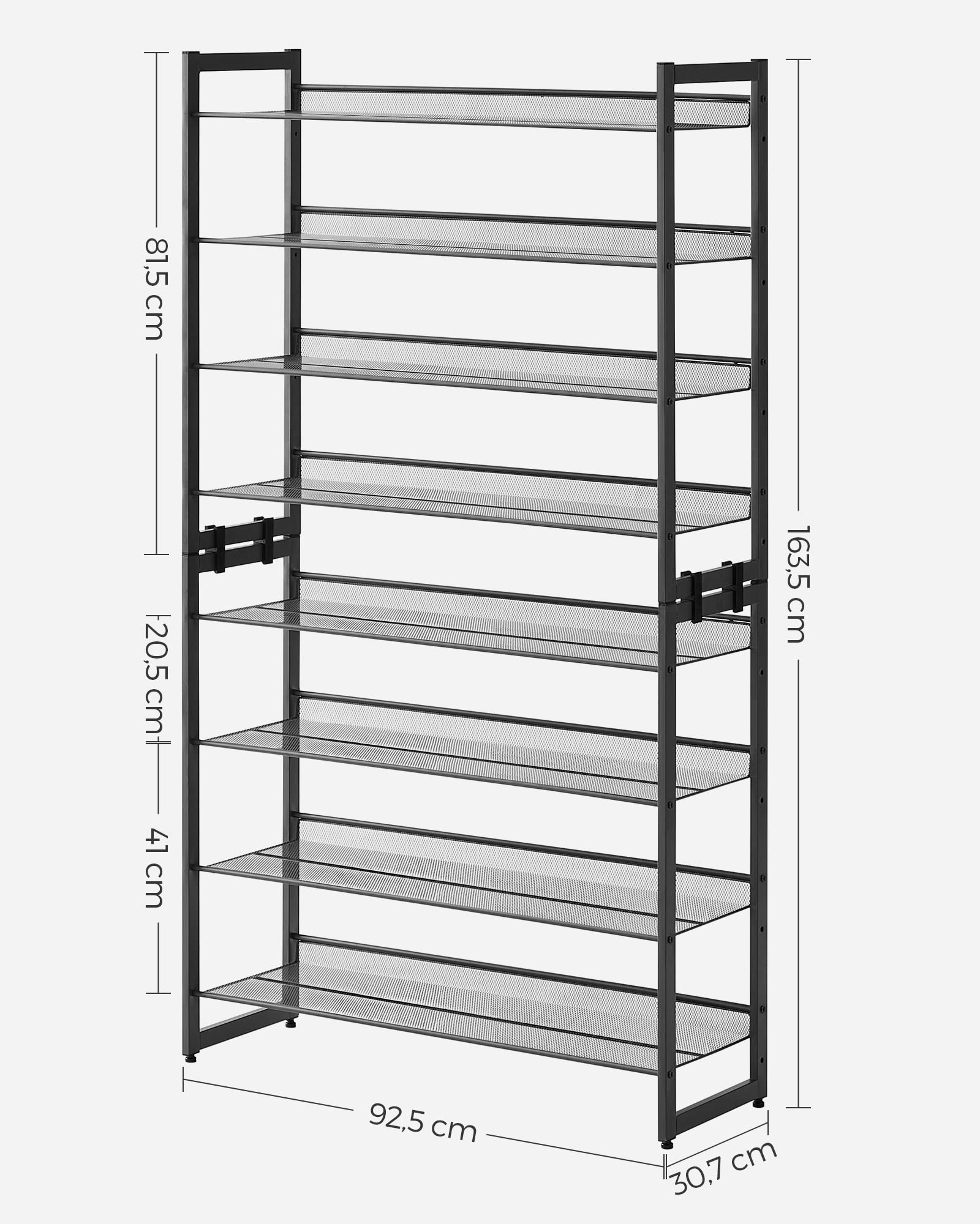 Songmics Scaffale Scarpiera Metallo 8 Ripiani Salvaspazio
