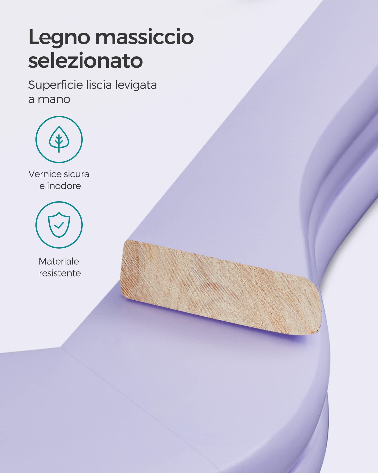 Songmics CRW001P02 grucce legno 20 pezzi viola antiscivolo