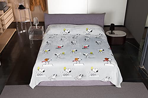 Lavatelli Kanguru Snoopy plaid matrimoniale 230x230 grigio pile