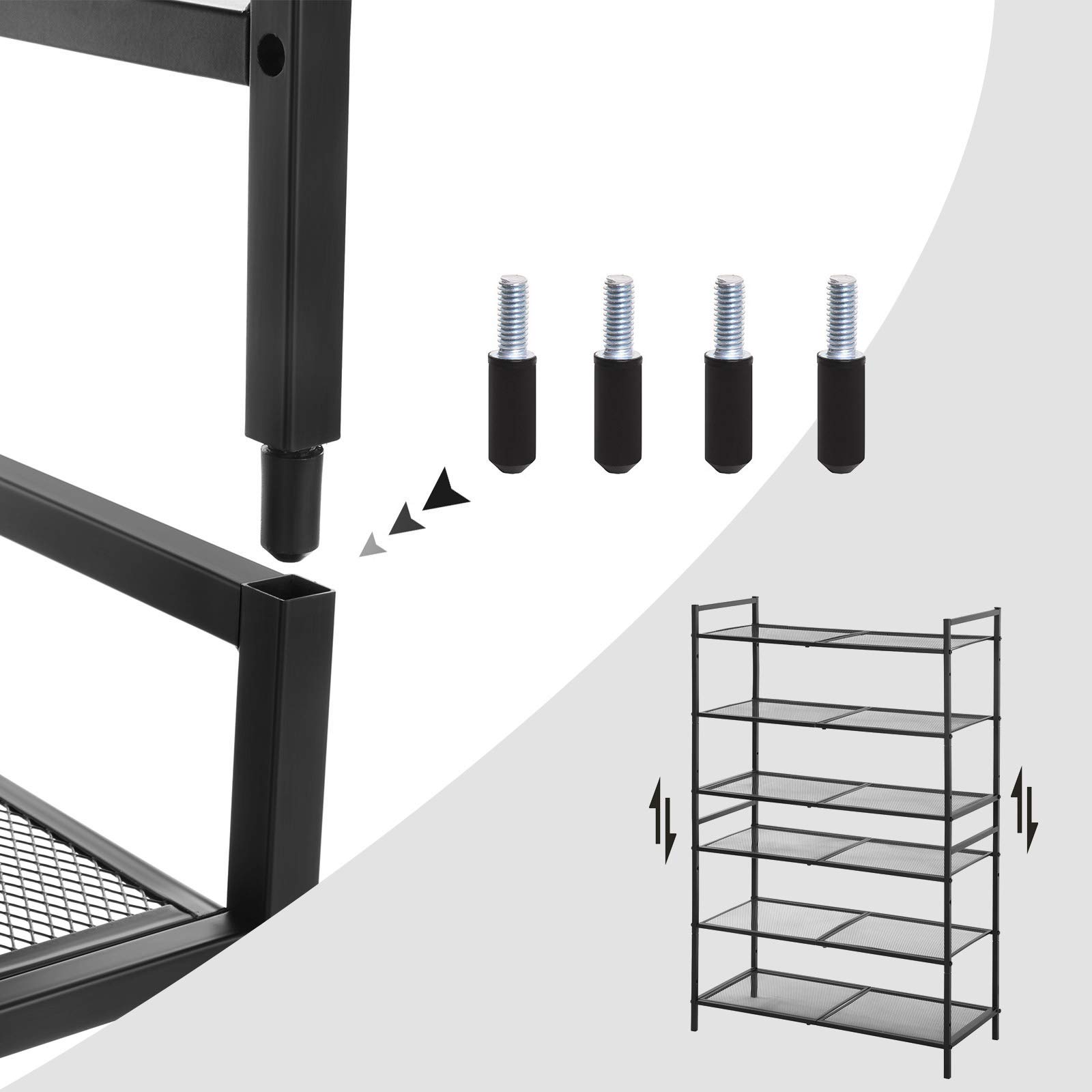 Songmics LMR17BK Scarpiera Metallo 3 Ripiani Nera 10 kg