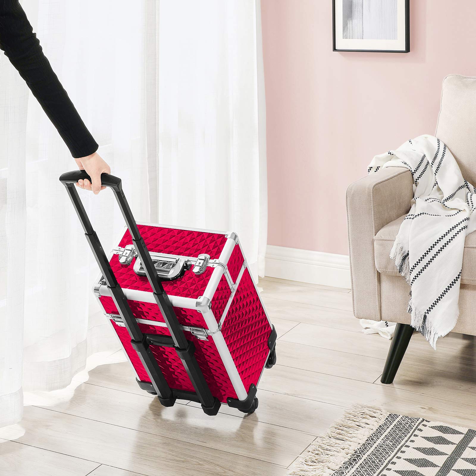 Songmics Valigia Trucco Trolley Make Up 4 Ruote 4 Vassoi