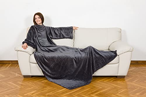 Kanguru coperta con maniche grigio 210x140 cm in pile