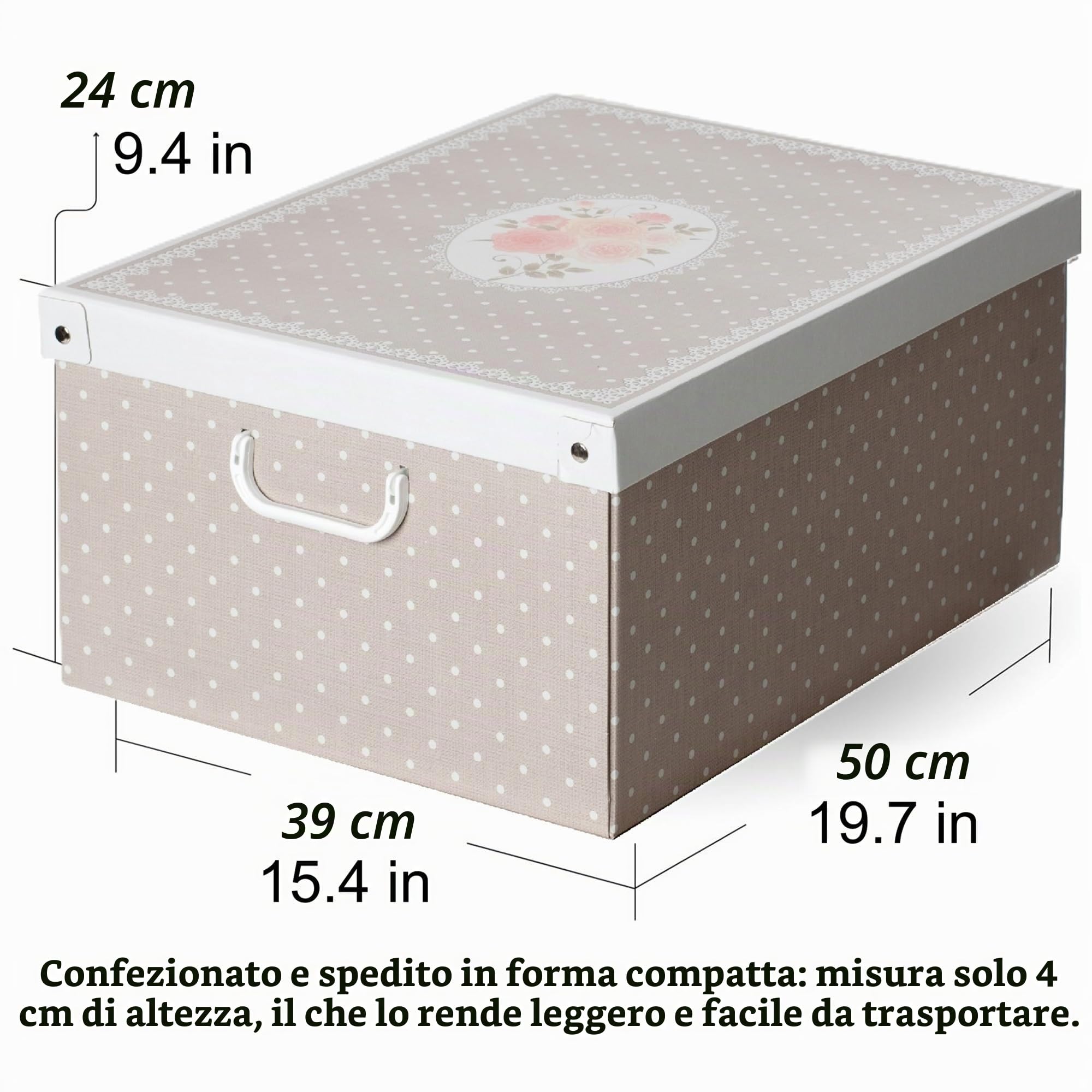 Lavatelli Set 6 Scatole Armadio 39x50x24 Pois con Coperchio