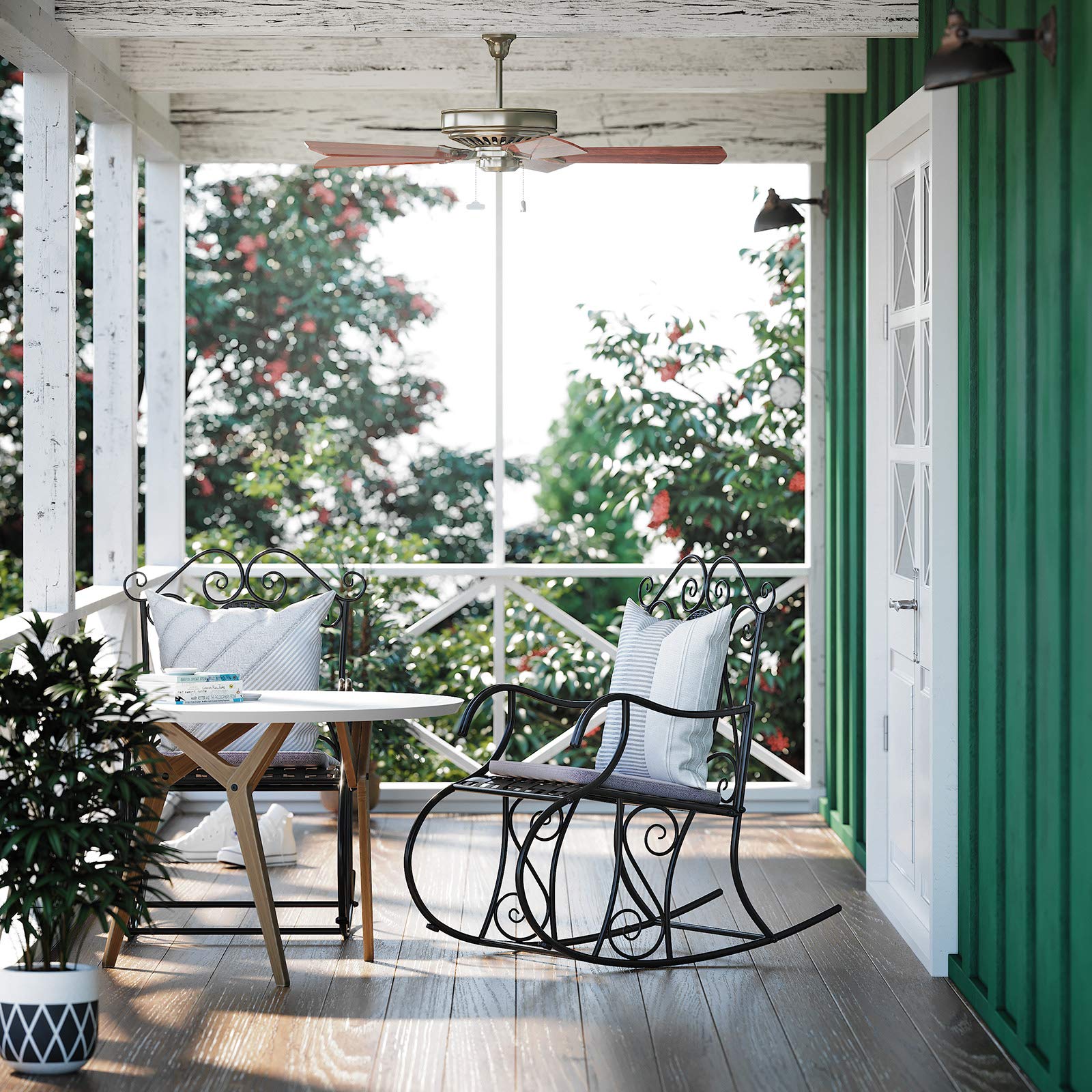 Songmics GRC101B poltrona a dondolo ferro balcone giardino