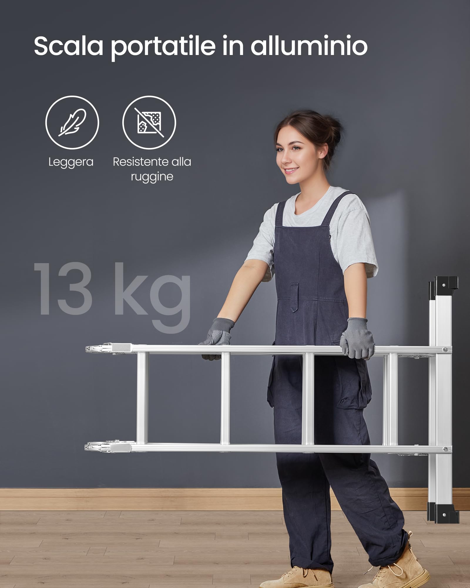 Songmics GLT046E01 scala multifunzione alluminio 4x4 argento