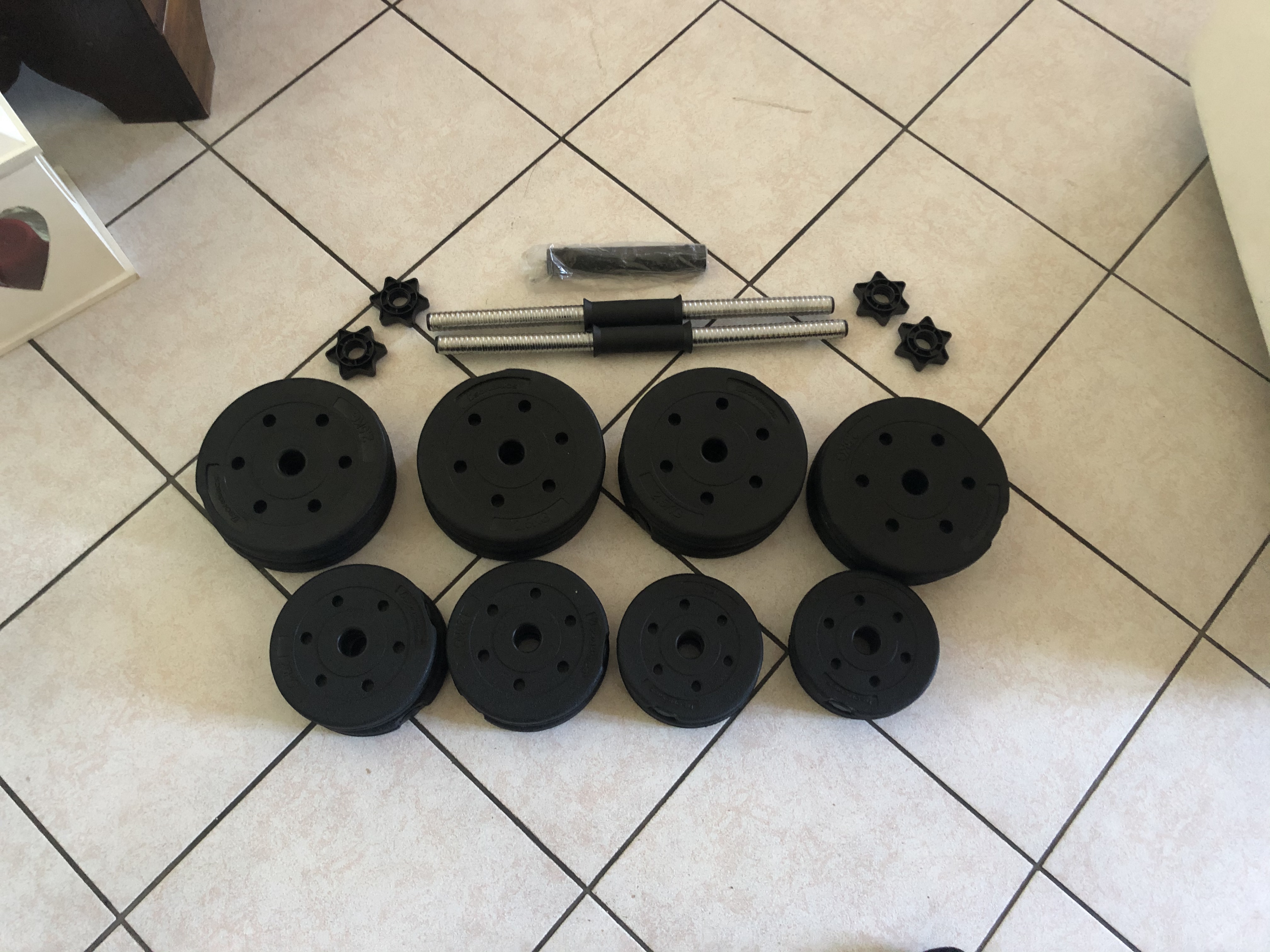Songmics 2 in 1 Set Manubri 2 x 15 kg Nero Regolabile