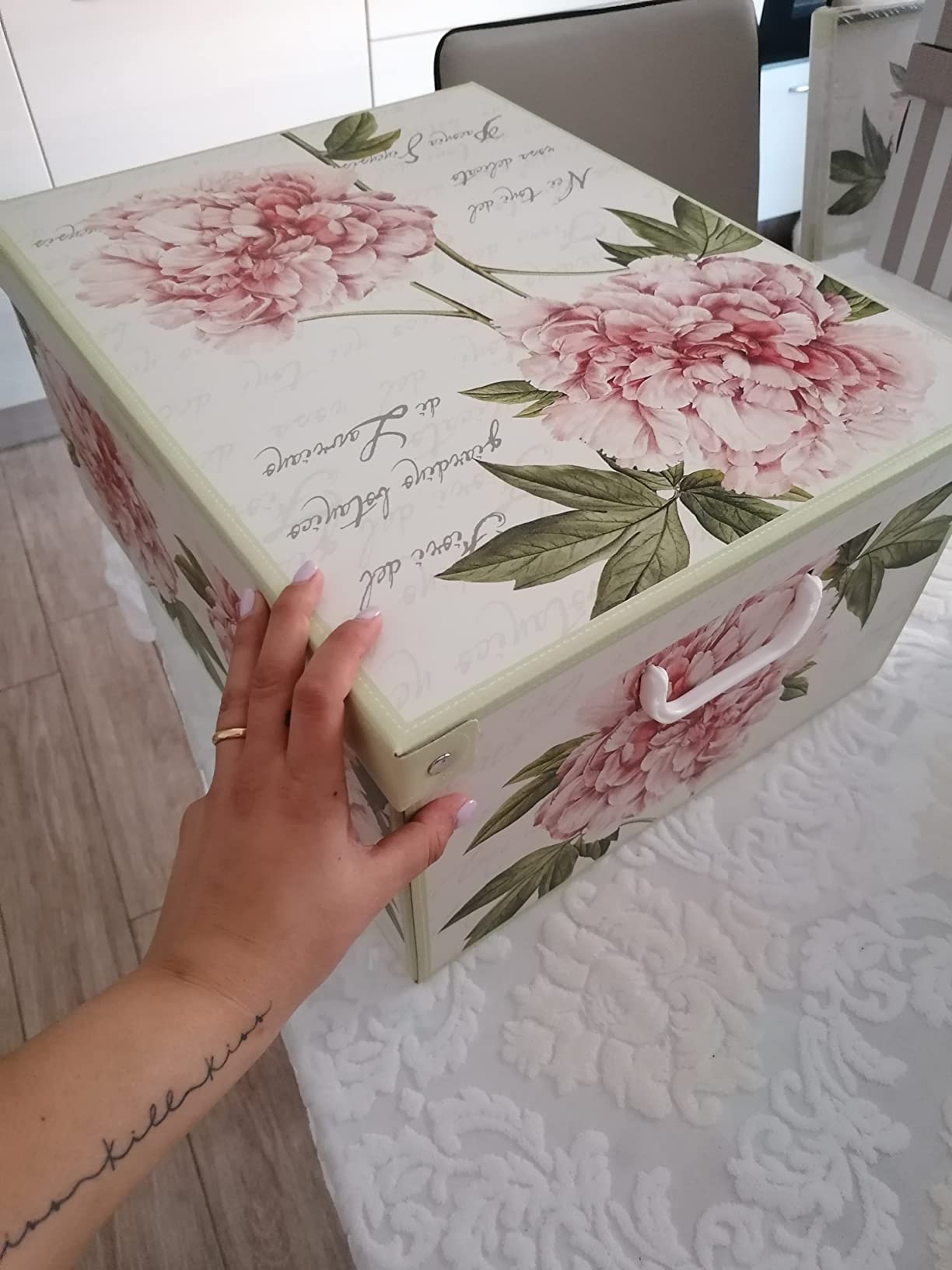 Lavatelli Scatola Cartone Peonie Media 32x42x17,5 cm