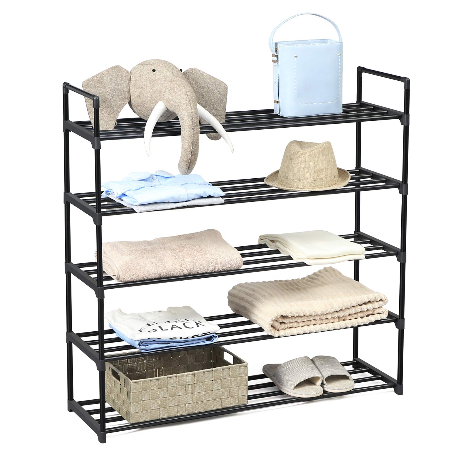 Songmics LSA15BK scarpiera 5 ripiani 92x30x93 cm nera 25 paia