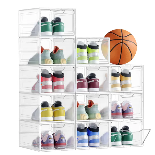 Songmics Scatole Scarpe 12 Pezzi 34x25x18 Bianche Impilabili
