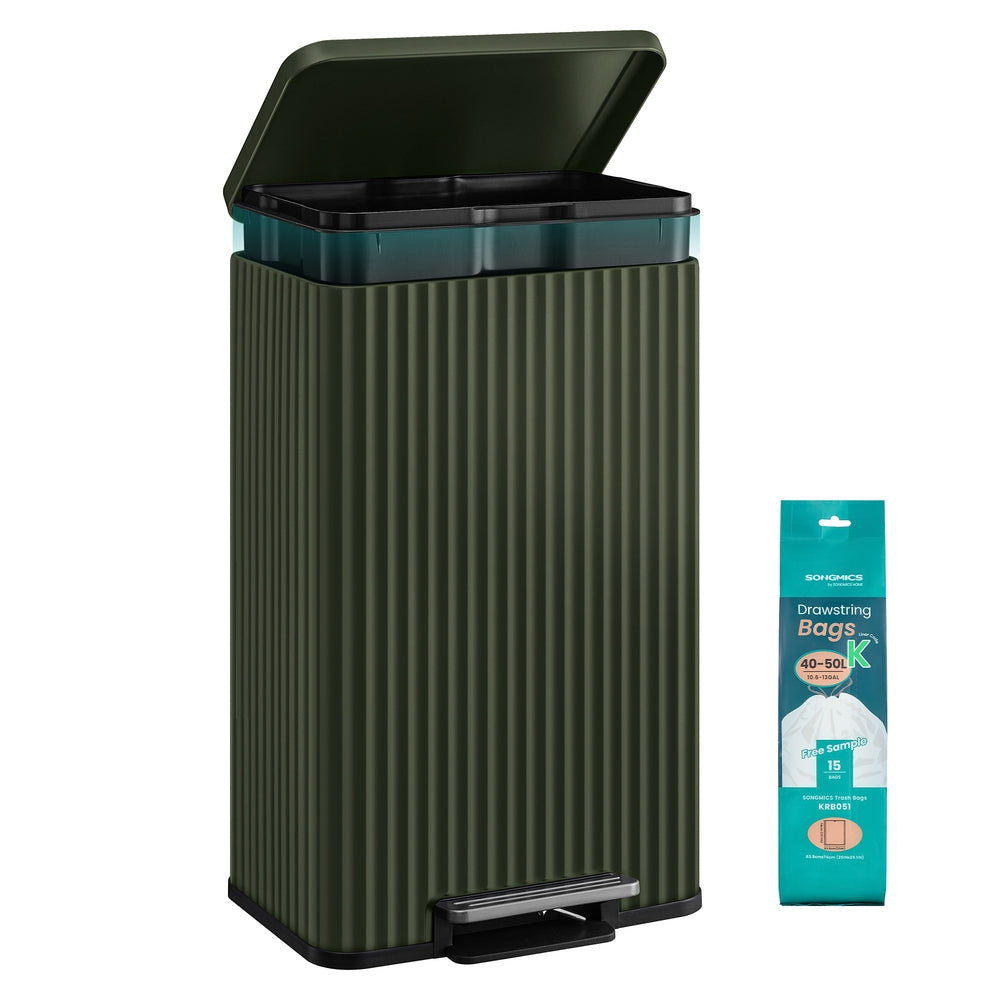 Songmics ULTB586WZ01 Pattumiera Acciaio 50 L Bianco Pedale