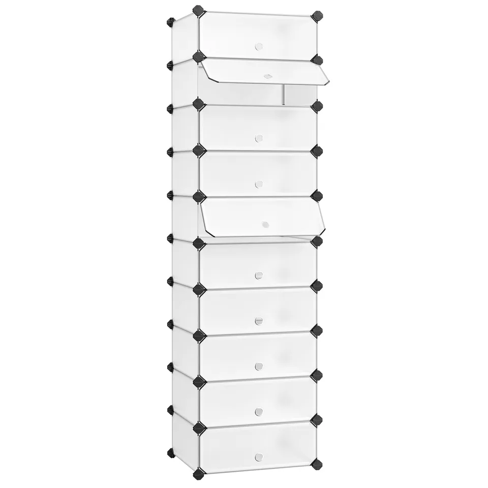 Songmics LPC10W scarpiera 10 scomparti bianca 43x31 singola