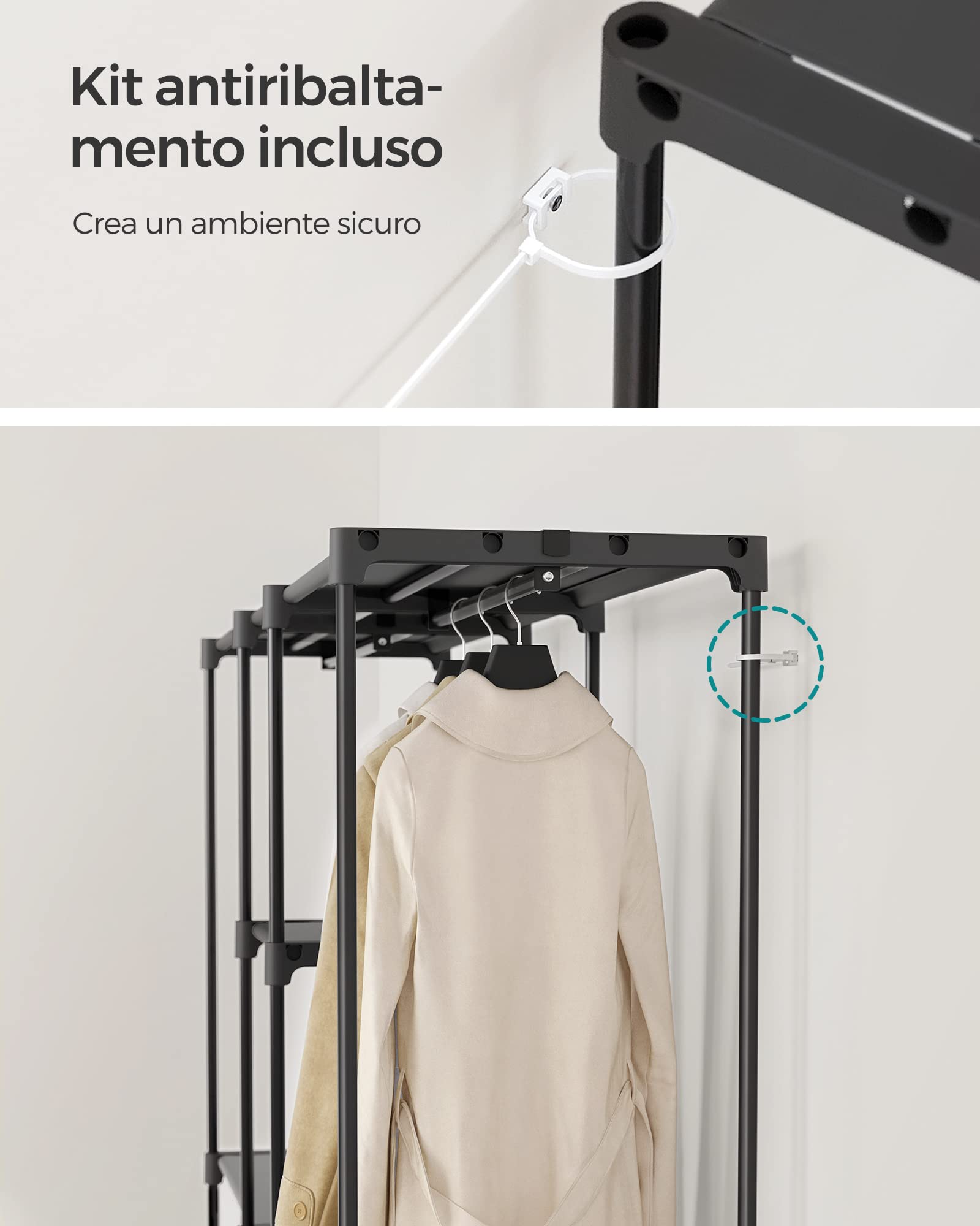 Songmics RYG037B02 armadio tessuto nero inchiostro 182 cm
